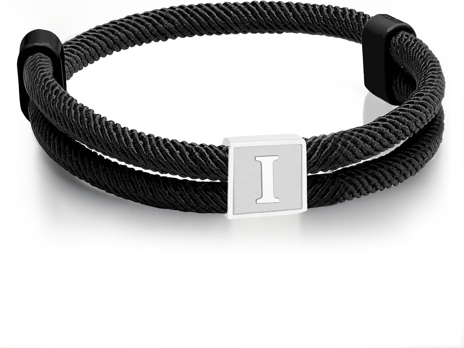 Detalle de Esmoly bracciale uomo con iniziale in corda intrecciata