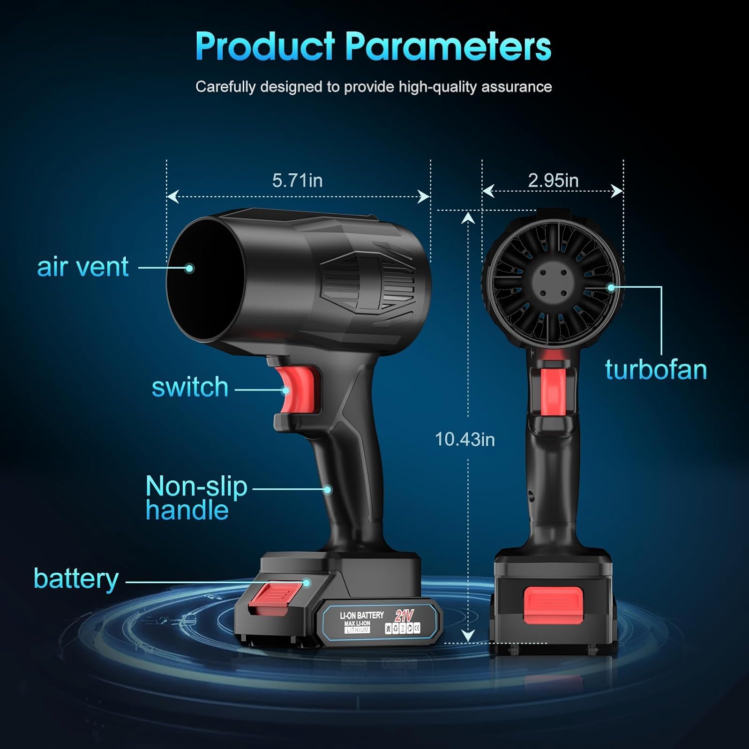 Thumbnail 4 de Kaelo Cordless Electric Leaf Blower (180000RPM) with 2×21V Batteries and Charger – portable handheld air blower