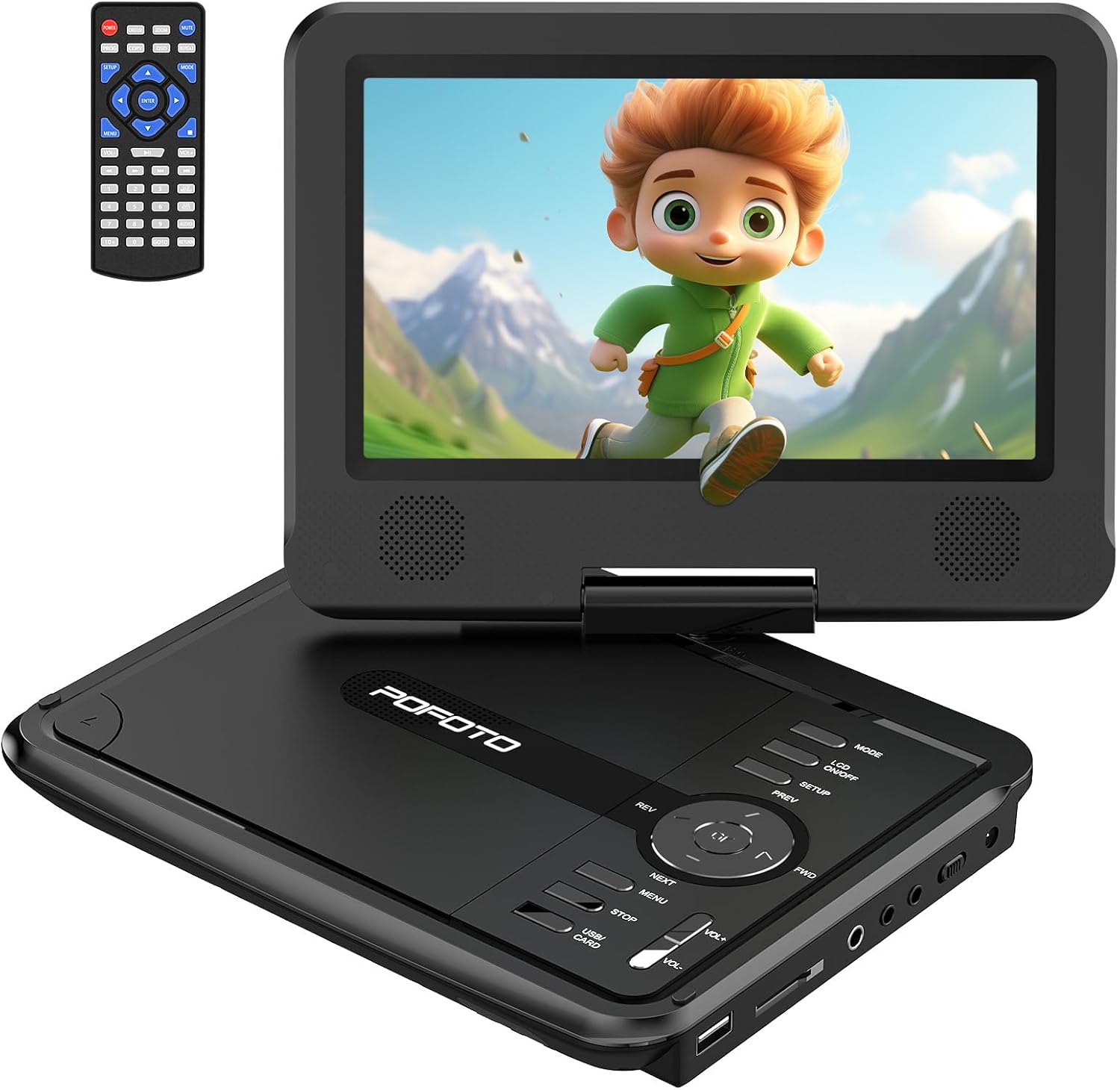 Detalle de POFOTO 9.5" Portable DVD Player for Kids and Car with 7.5" Swivel Screen