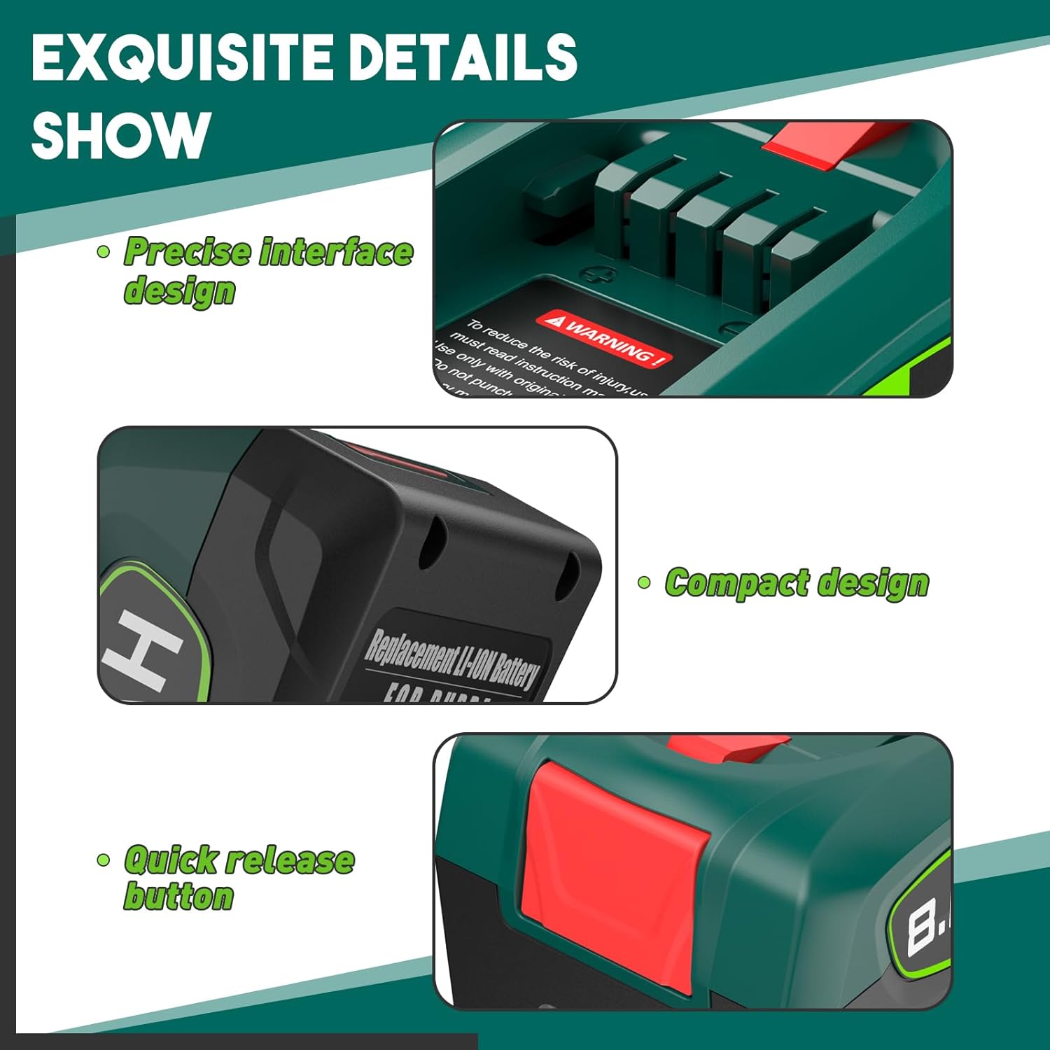 Thumbnail 2 de 2X 8,0 Ah Ersatzakku für Bosch PBA 18V – kompatibel mit 18V Green Tools House & Garden System