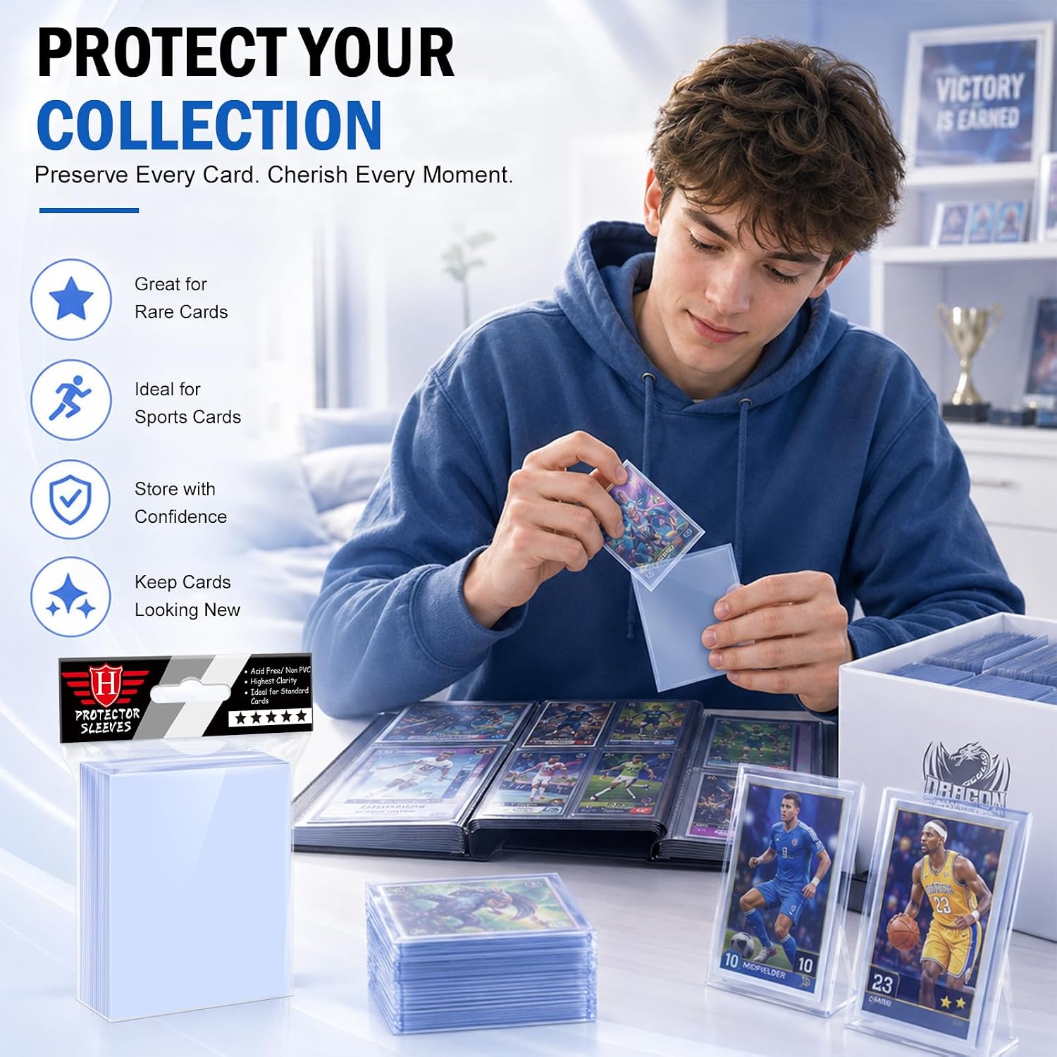 Thumbnail 6 de 500 Counts Card Sleeves Clear Plastic Protectors
