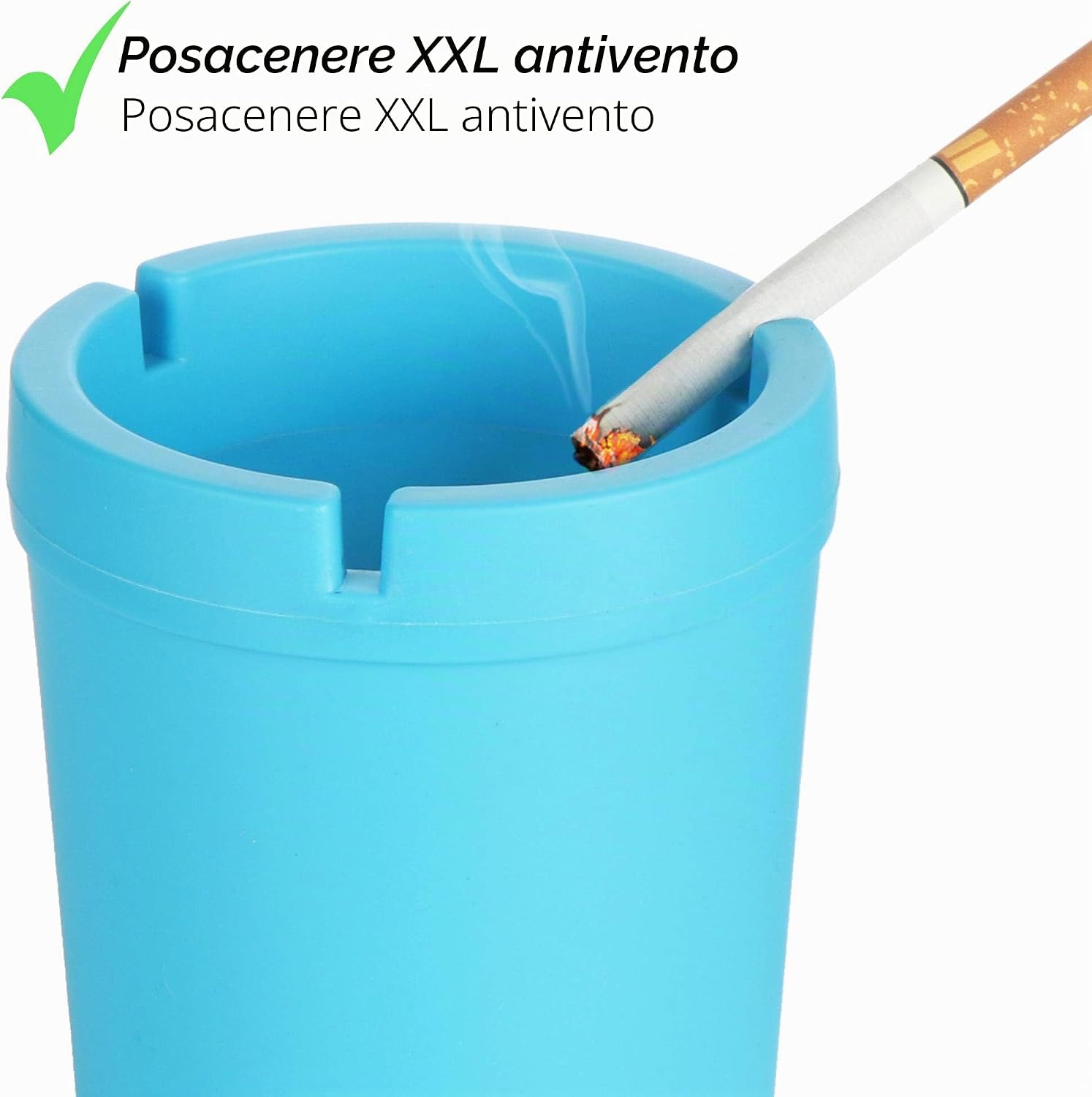 Thumbnail 2 de COM-FOUR Posacenere 2 pezzi XXL per esterni antivento con coperchio, per auto e giardino (verde + blu), Ø 10 cm