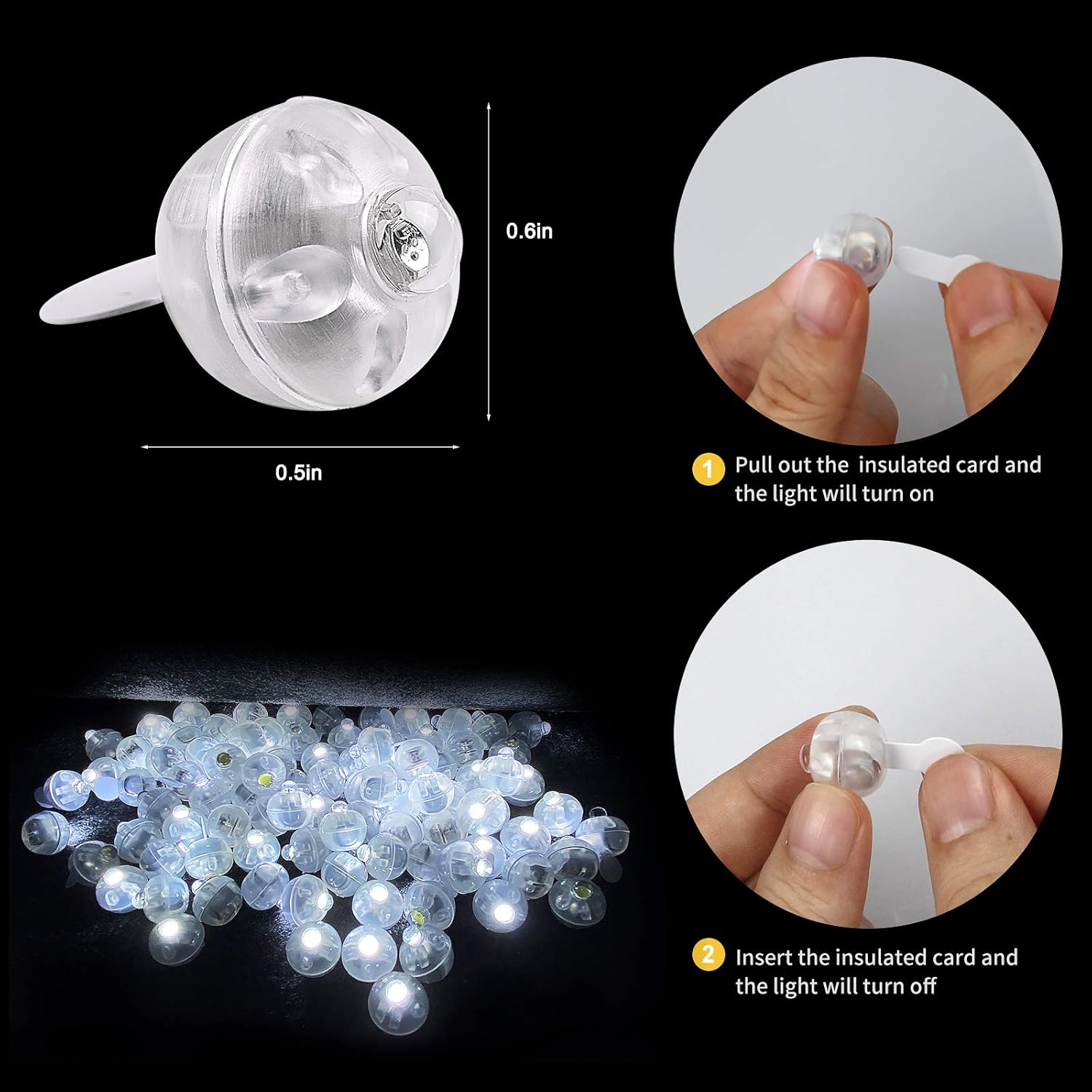 Thumbnail 1 de Aogist 100pcs White LED Balloon Light (Tiny Mini Round LED Ball Lights)