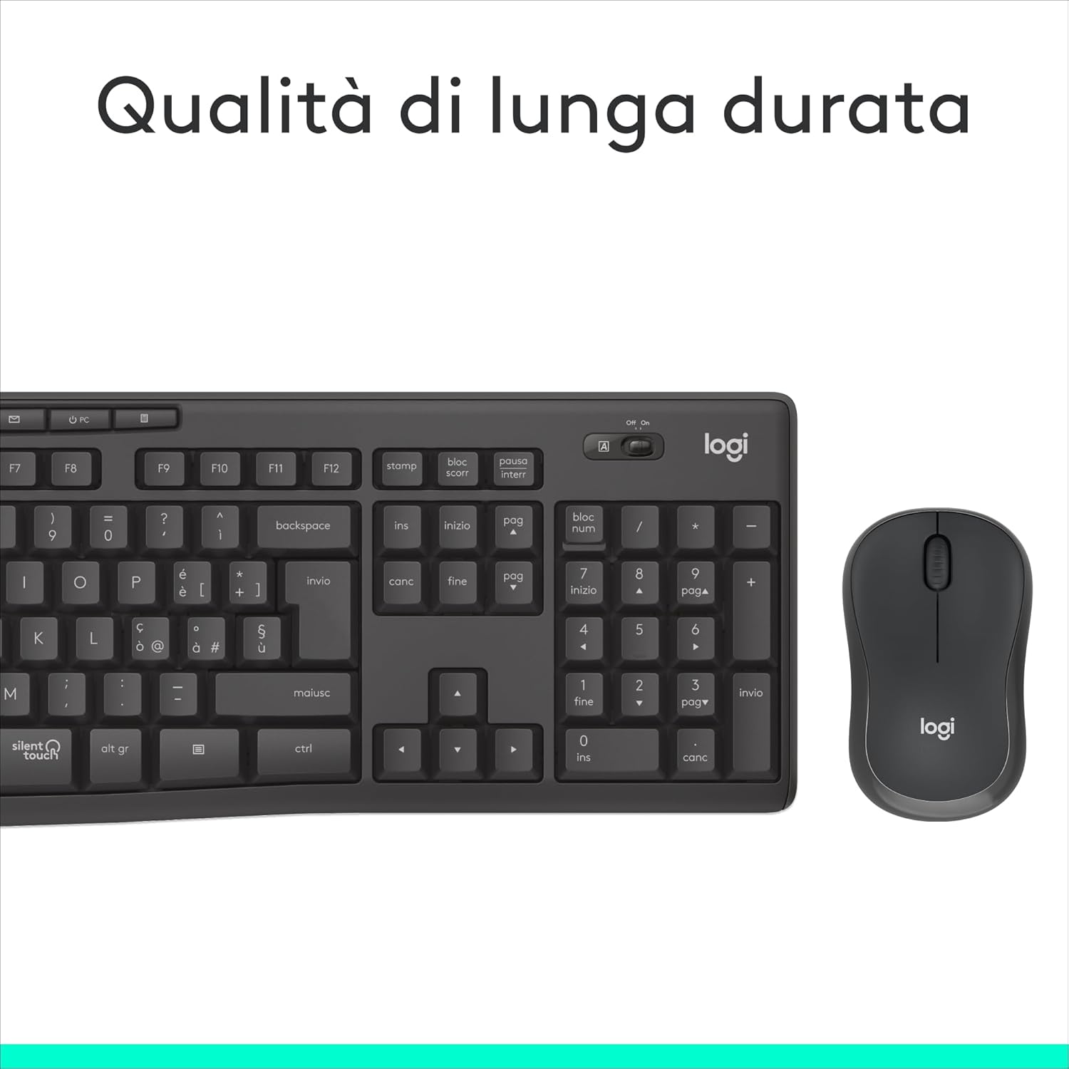 Thumbnail 5 de Logitech MK295 Silent Wireless Combo tastiera e mouse SilentTouch con tastierino numerico ITA QWERTY (Nero)
