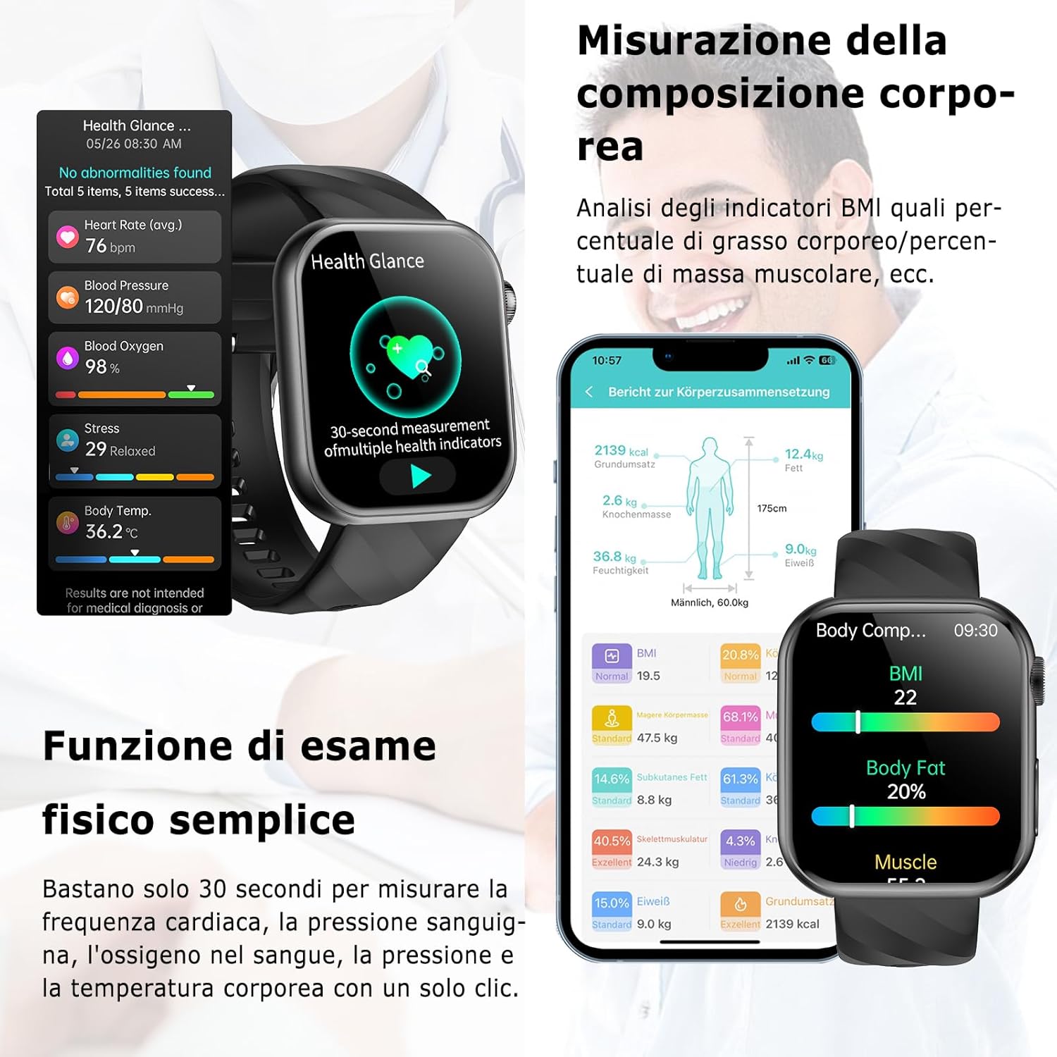 Thumbnail 2 de 2026 Smartwatch Uomo Donna ECG e Salute: ECG, Pressione, sonno e sport con 1,97" AMOLED