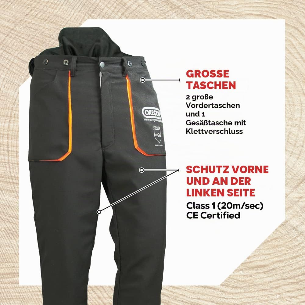 Detalle de Oregon Yukon Kettensägen-Schnittschutzhose Typ A, Klasse 1 – Größe XL (EU 54–56)