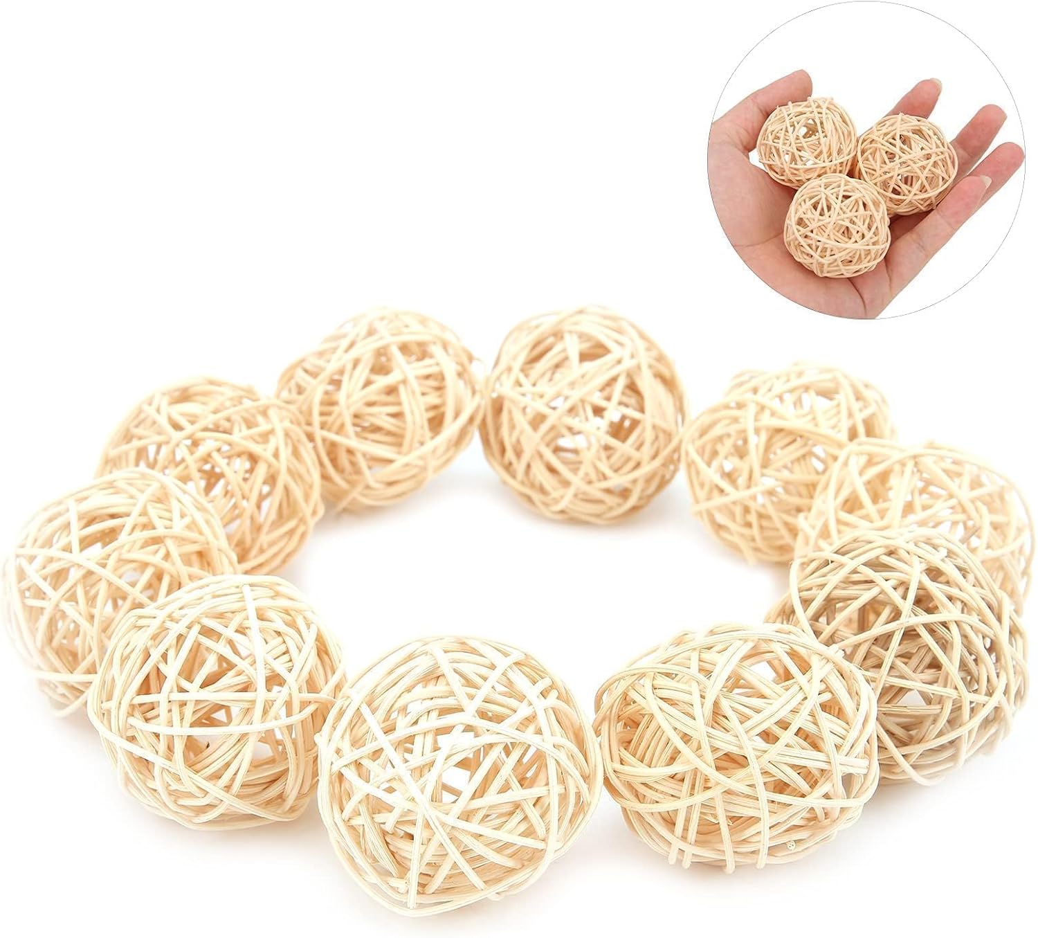 Detalle de Hztyyier 10Pcs Rattan Balls for Paro t Parakeet Budgie Cockatoo – Natural Chewing Toys