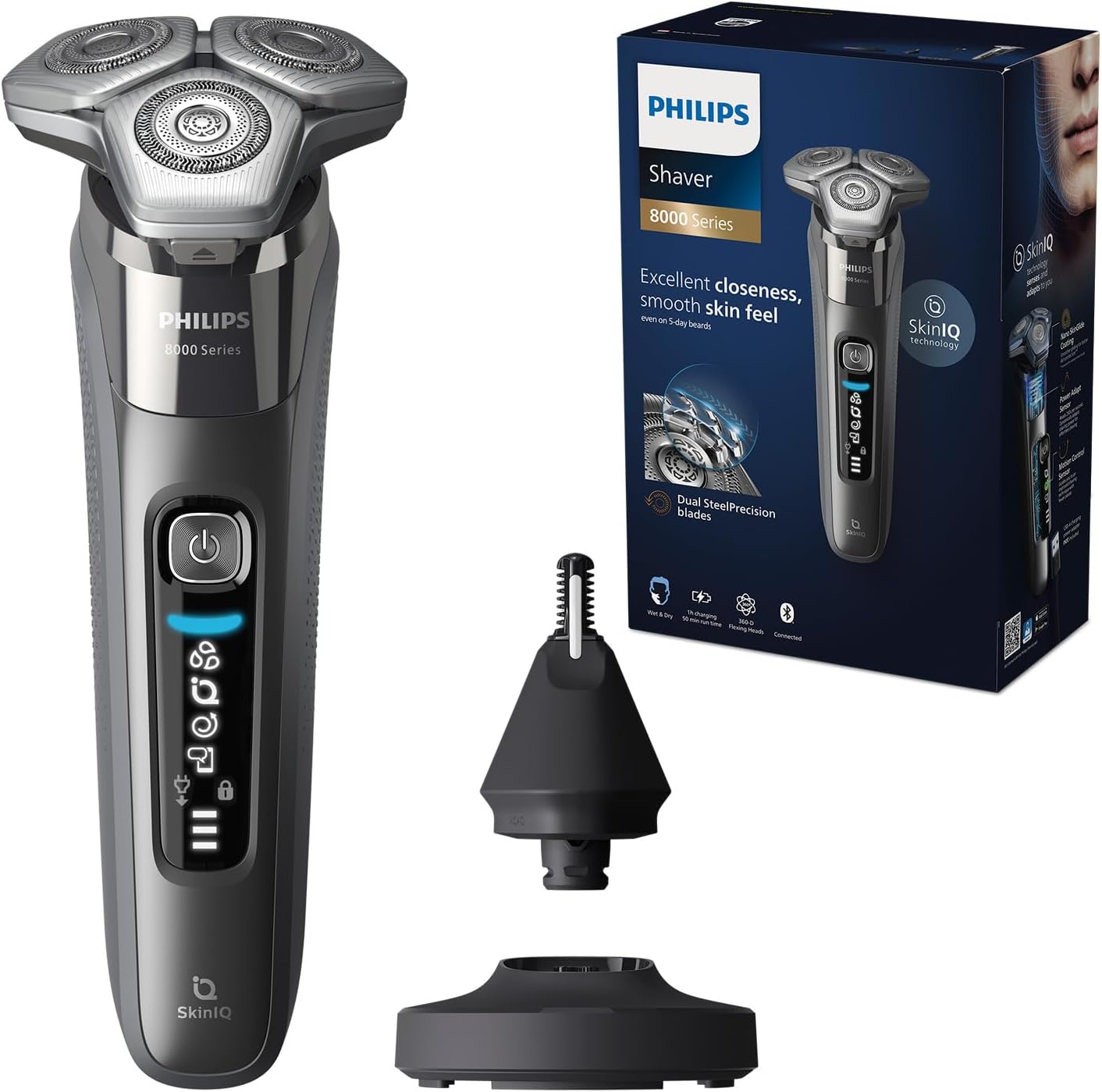 Thumbnail 6 de Philips Shaver i9000 (X9002/30) Wet & Dry Electric Shaver in Dark Slate with SkinIQ