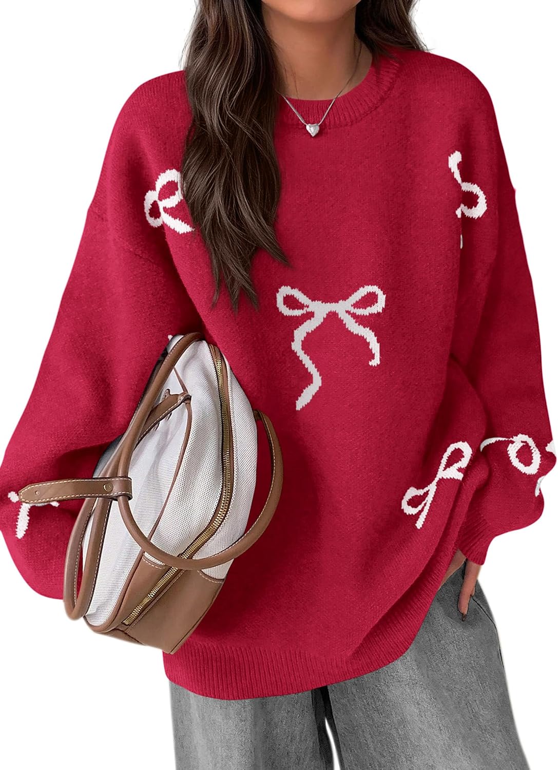Detalle 2 de PRETTYGARDEN Oversized Bow Knit Sweater S–XL