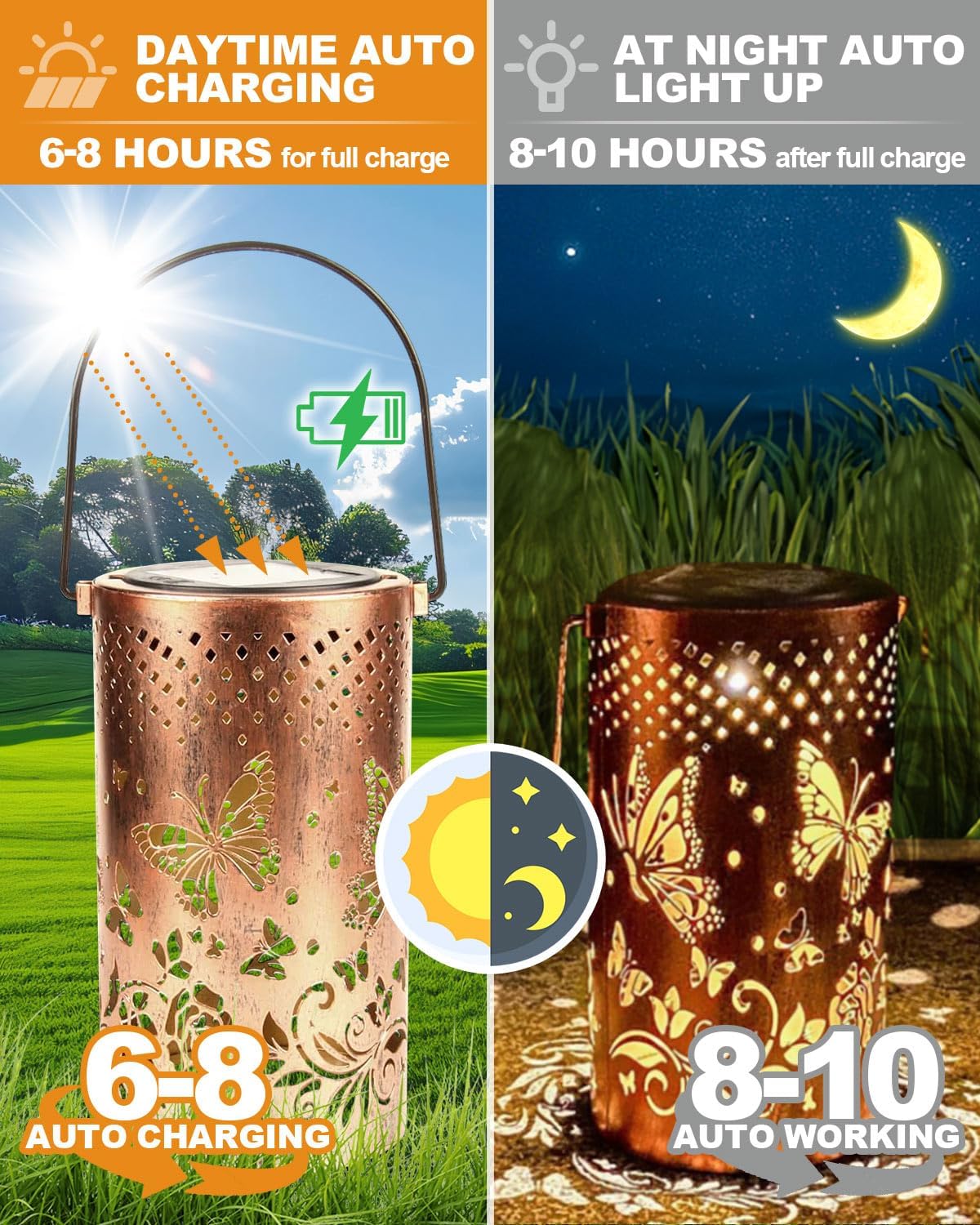Thumbnail 3 de Solar Lantern Outdoor Garden — Butterfly & Rose, IP65, 800mAh