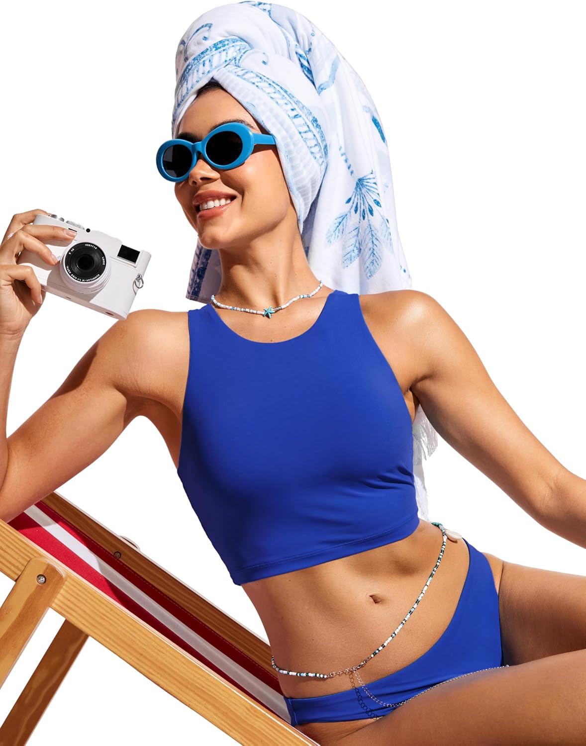 Detalle de CRZ YOGA Top Bikini da Donna con Schiena all'Amaricana e Imbottitura ad Asciugatura Rapida
