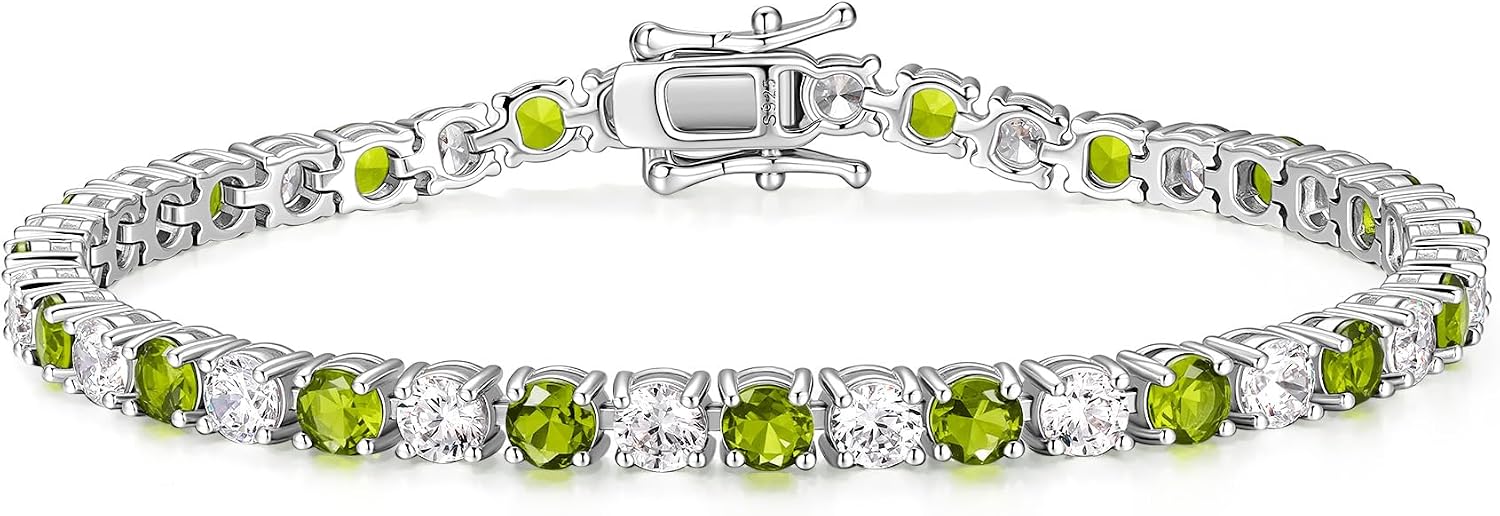 Detalle de FANCIME 925 Sterling-Silber Tennisarmband für Damen (Länge 18 cm, Breite 4 mm) mit Zirkonia & synthetischem Edelstein