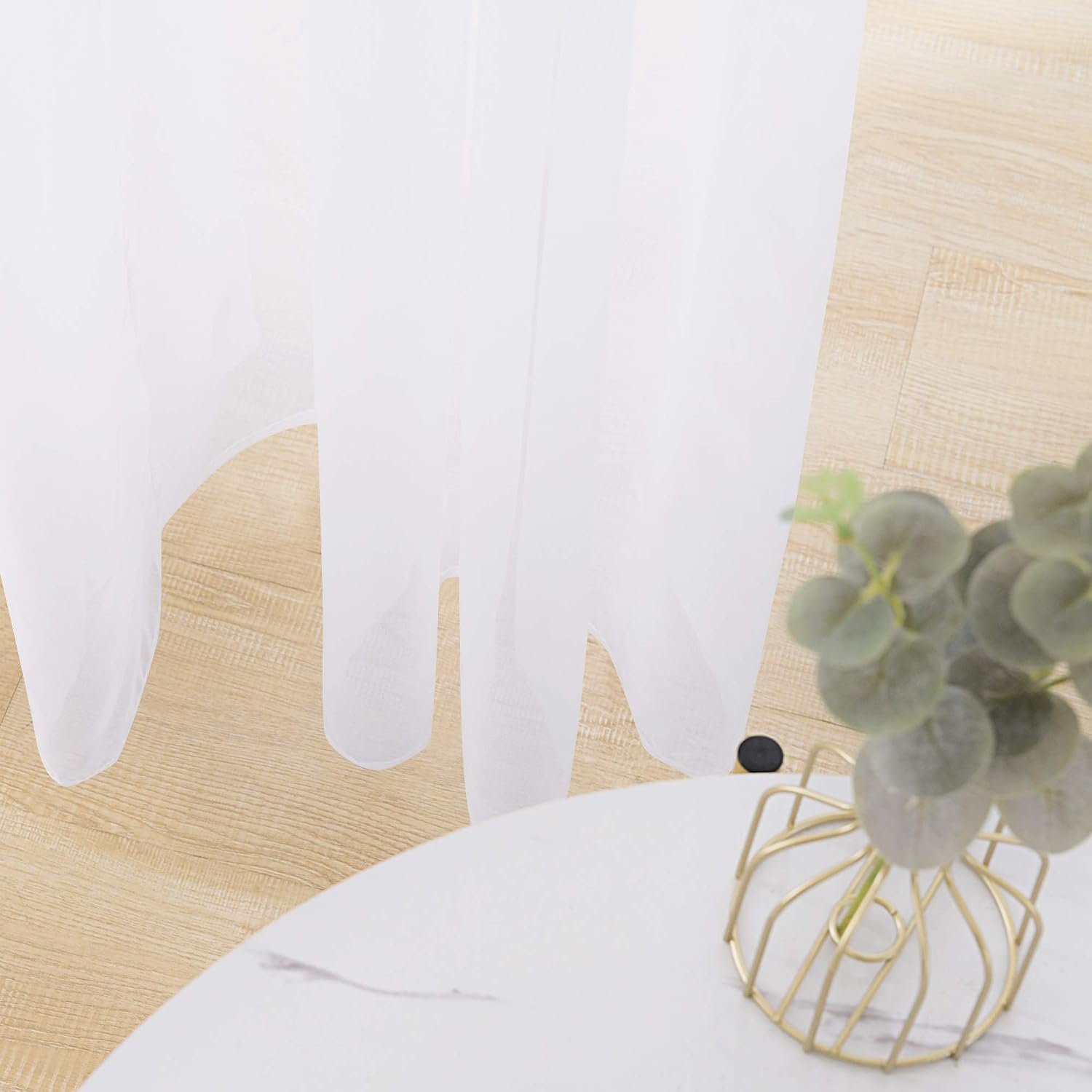 Thumbnail 4 de Deconovo Tende Trasparenti con Anelli – Set di 2 Pannelli in Voile Morbido 140x180 cm, Bianco