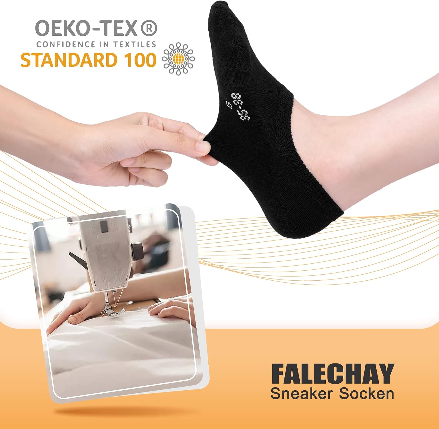 Detalle 2 de Falechay Sneaker Socken (No-Show) – 8 Paar unisex in Schwarz/Weiß/Grau/Hautfarbe