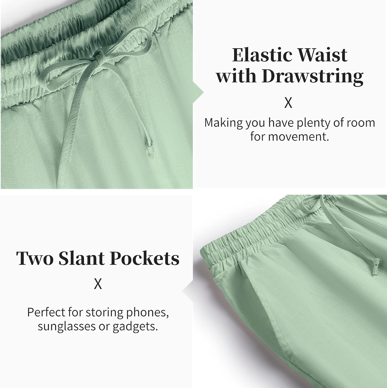 Detalle 2 de COOFANDY Men's 2-Piece Cotton Linen Set: Casual Beachready Comfort, Short Sleeve Henley Shirt + Loose Pants