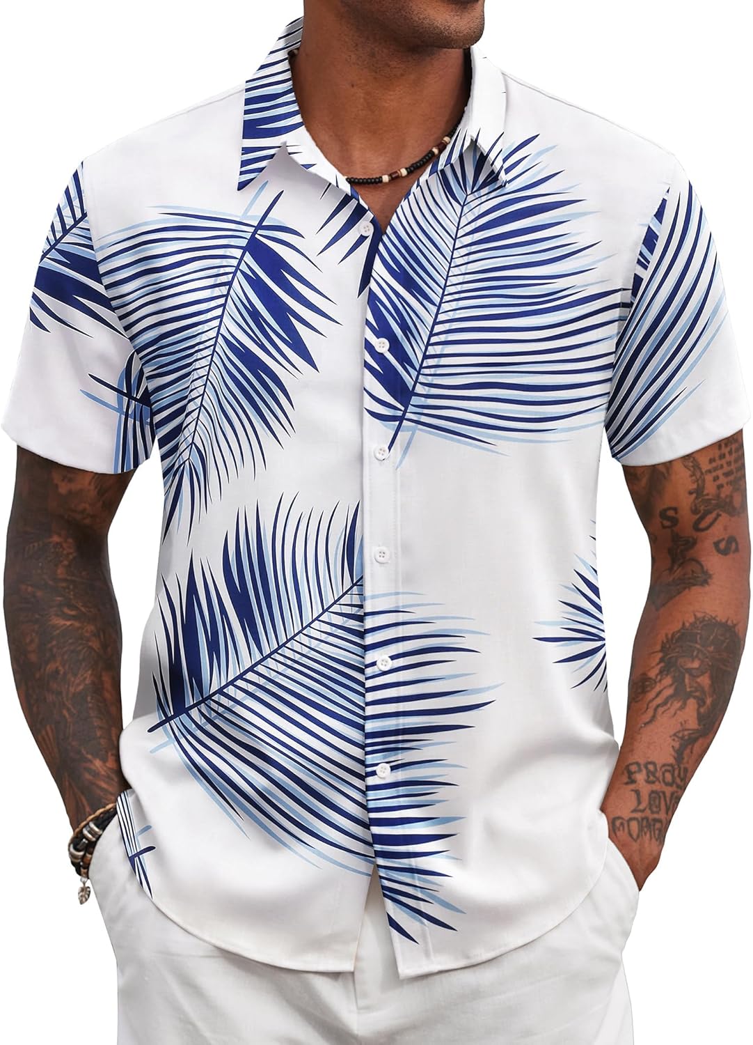 Thumbnail 6 de Chemise hawaïenne homme COOFANDY à manches courtes, motif tropical floral