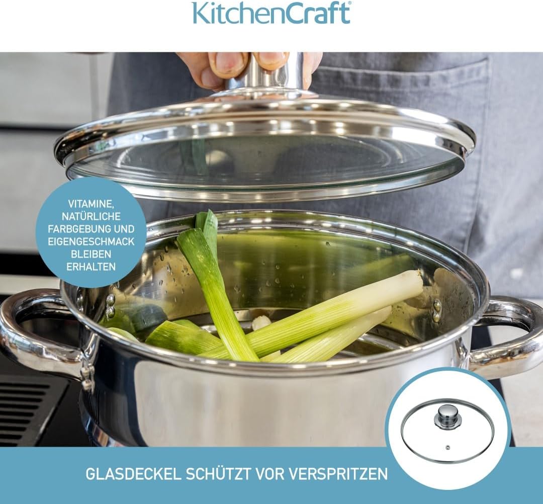 Thumbnail 4 de KitchenCraft Universaleinsatz Dampfgarer mit Deckel – stabiler Edelstahl, passt auf 16–20 cm Töpfe