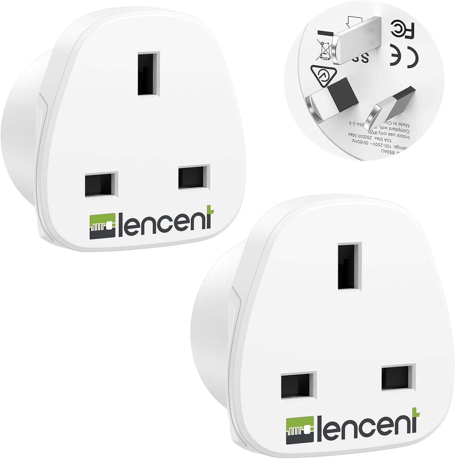 Detalle de LENCENT UK to Australia Plug Adapter 2 Pack (Type I) – earthed travel adaptor for AUS, China, Fiji, New Zealand and more