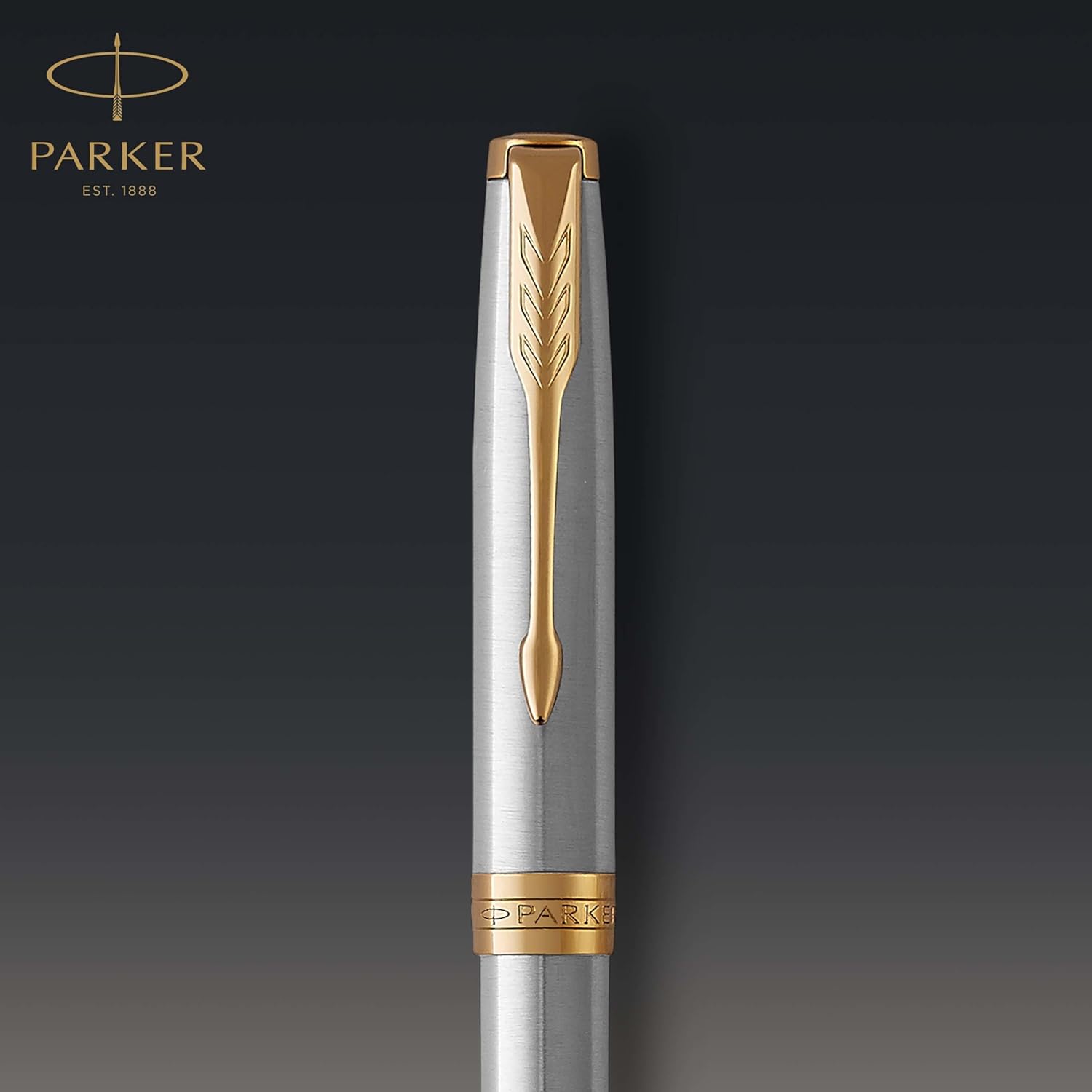 Thumbnail 4 de Parker Sonnet stylo bille luxe en acier inoxydable avec attributs dorés – pointe moyenne