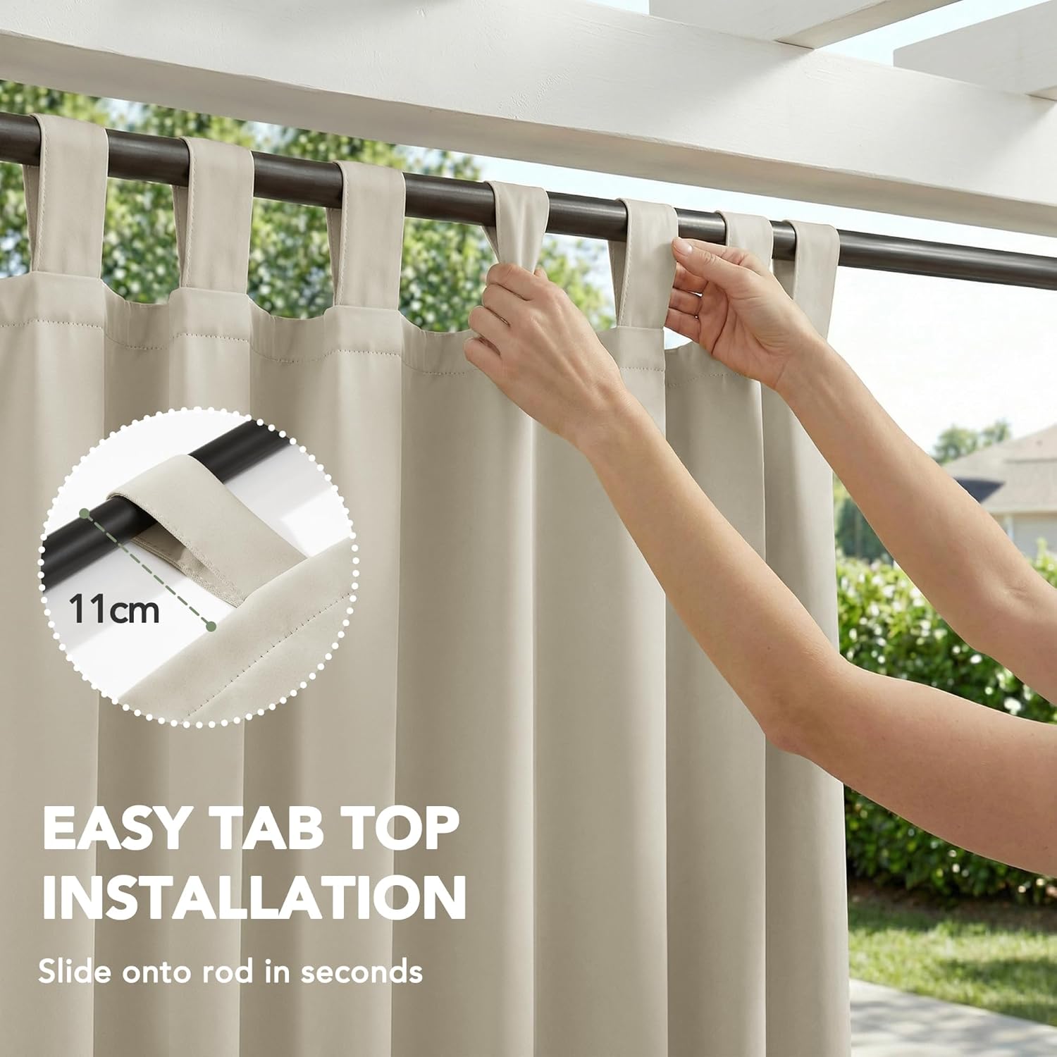 Thumbnail 5 de Deconovo set da 2 tende da sole da esterno 132x270 cm con effetto oscurante e termico, beige chiaro