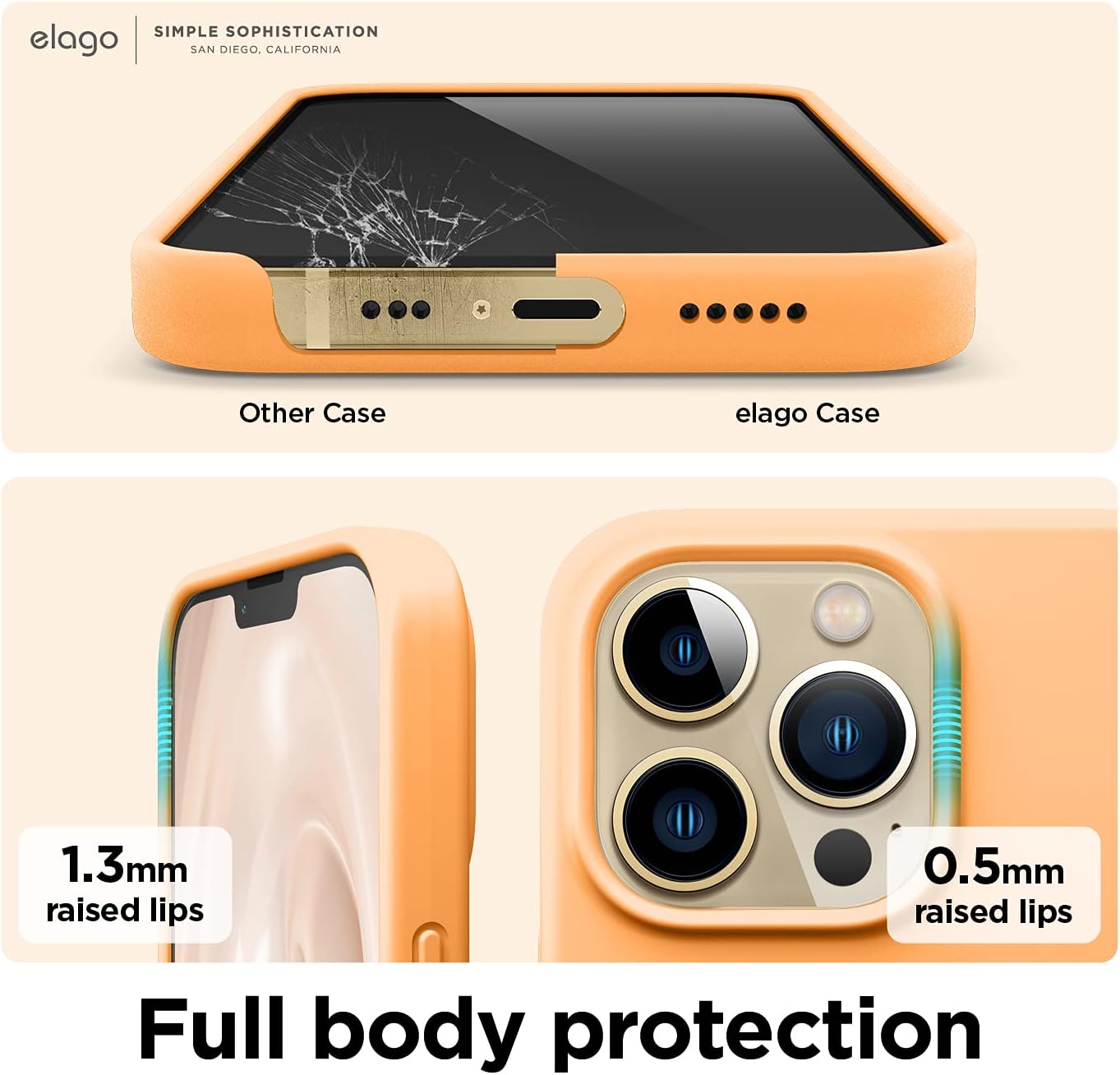 Detalle de elago Coque Silicone Liquide Compatible iPhone 13 Pro 6,1" — Étui silicone premium antichoc à 3 structures (orange)
