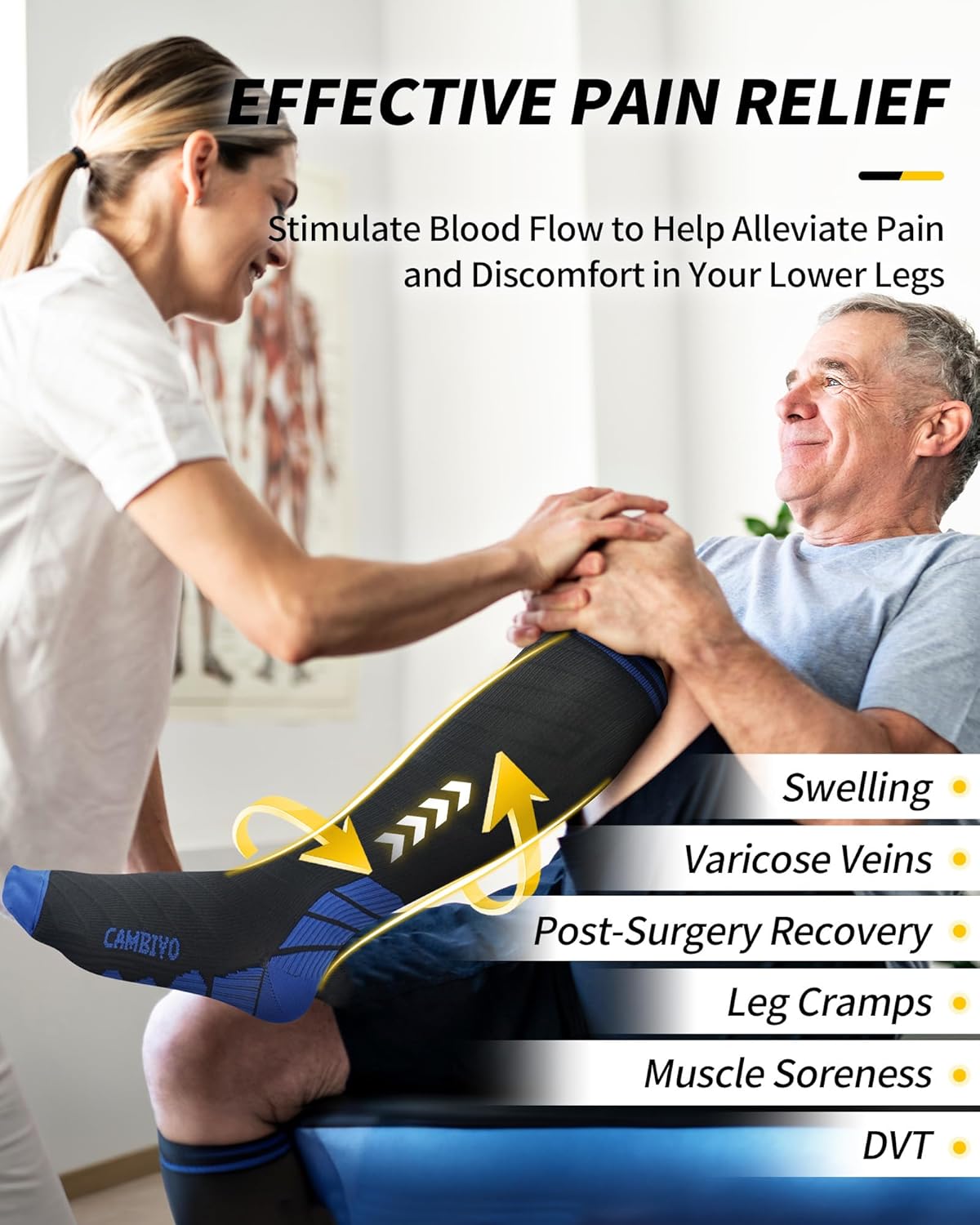 Thumbnail 3 de CAMBIVO Compression Socks 20–30 mmHg (3 Pairs) for Men & Women – Flight, Running & Pregnancy Support