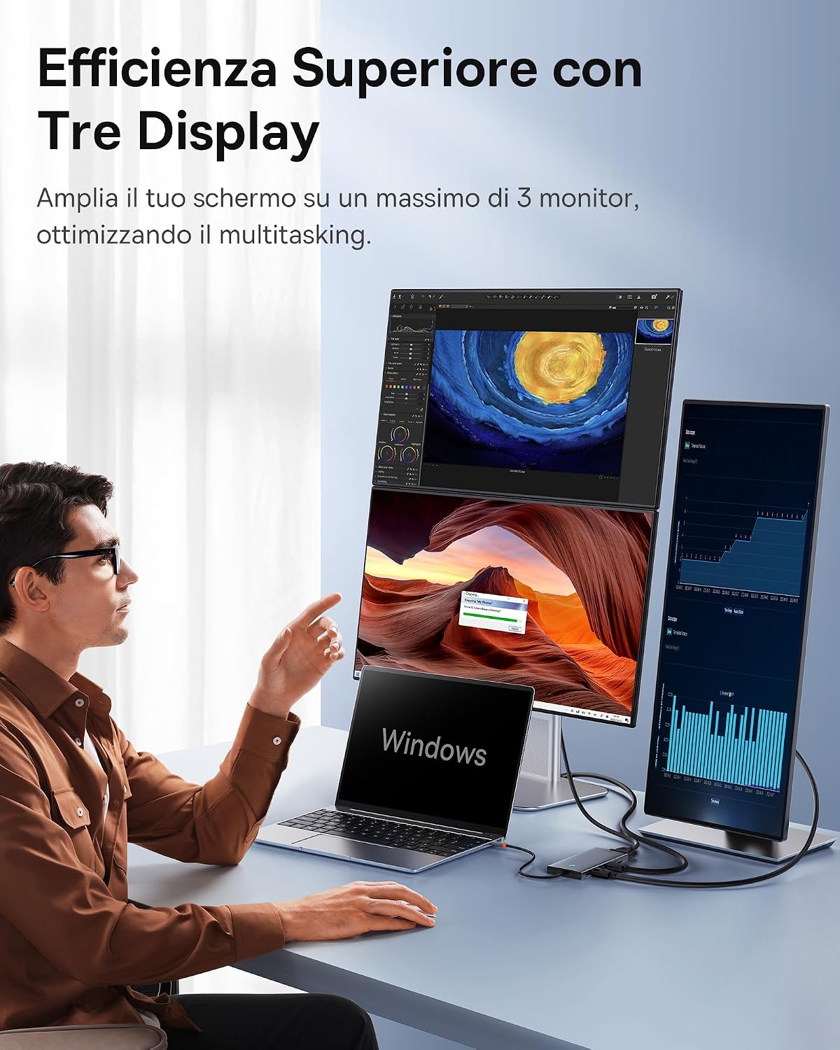 Detalle de Baseus Docking Station USB-C 3 Monitor