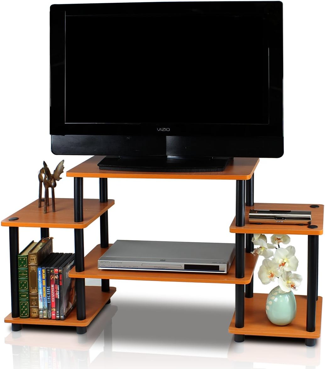 Thumbnail 6 de Furinno 11257DWN Mobile Porta TV, Marrone (Dark Walnut) – Round Tube, Corner Square