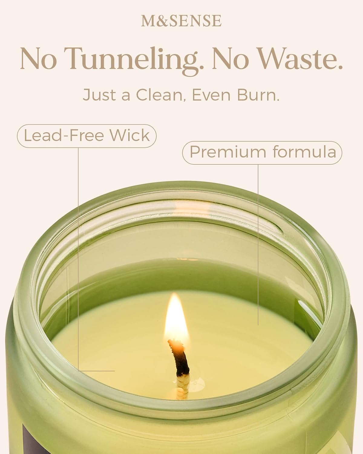 Detalle de M&SENSE Cherry Blossom Soy Candle — 7.05oz, 50-Hour Clean Burn in Reusable Jar