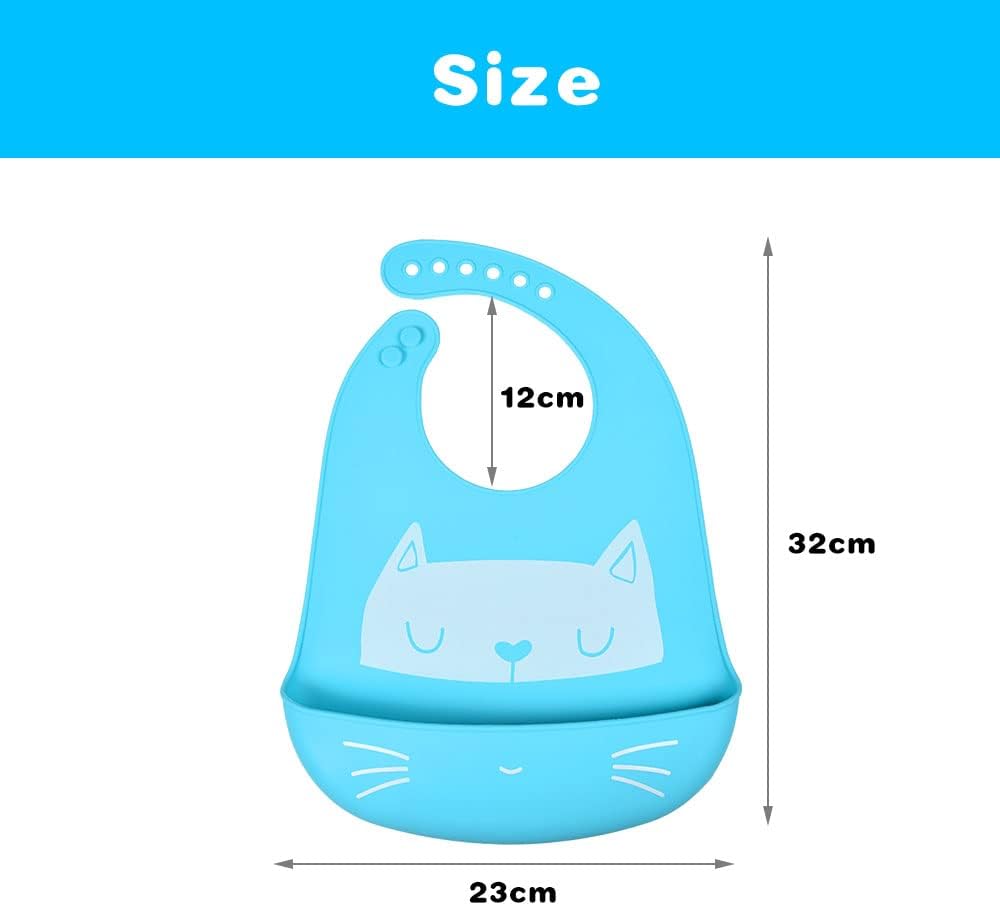Detalle 2 de Vicloon Bavaglini in silicone impermeabile senza BPA (2 pezzi), regolabili e con tasca raccogli-bavaglie