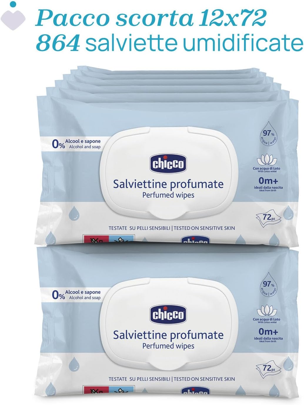 Thumbnail 1 de Chicco Salviette multiuso per neonati senza alcool, confezione multipla da 864 salviette (12×72)