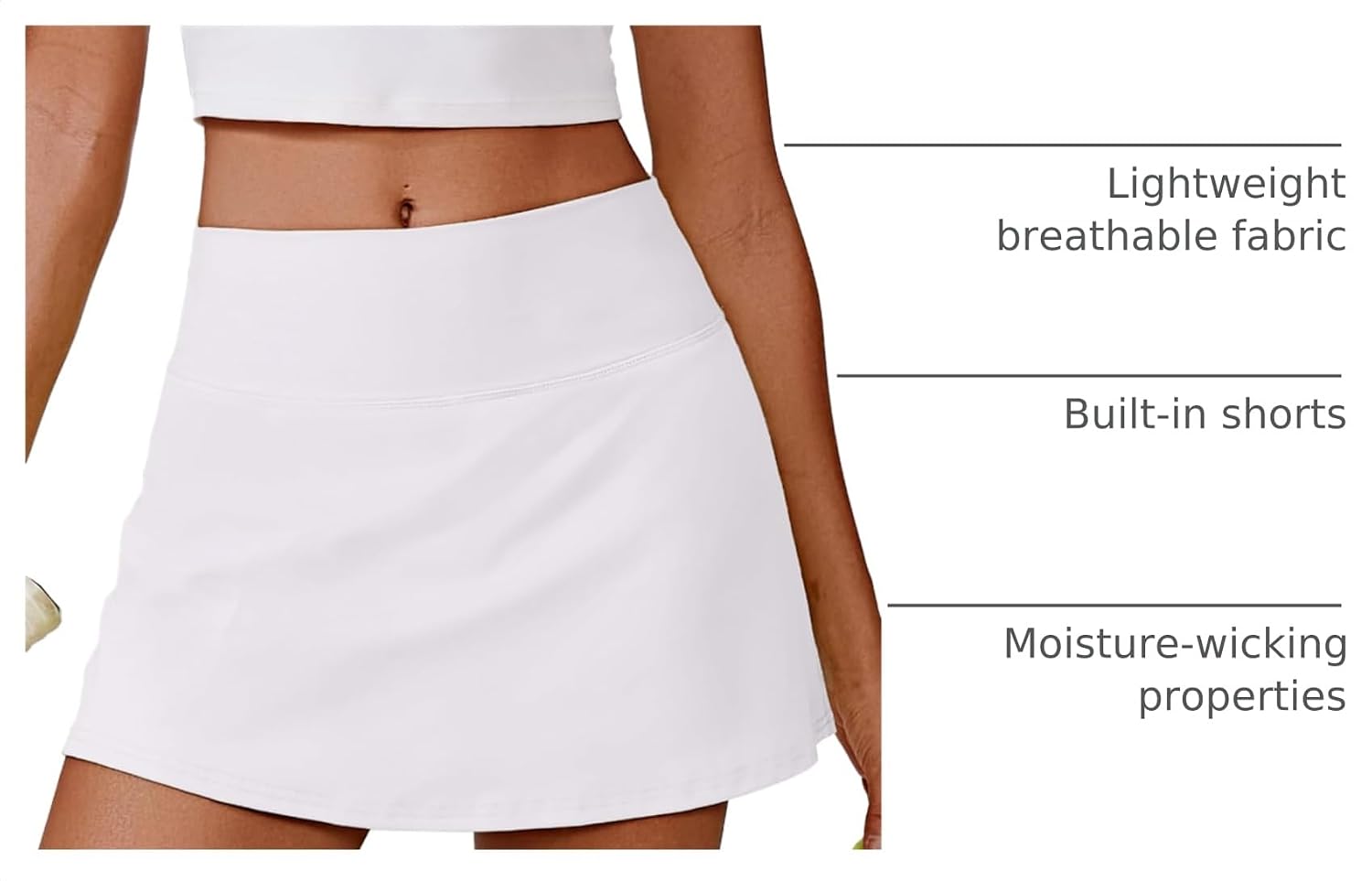 Thumbnail 3 de PINSPARK Women’s High-Waisted Tennis Skort with 2 Pockets (Stretchy Athletic Skirt)