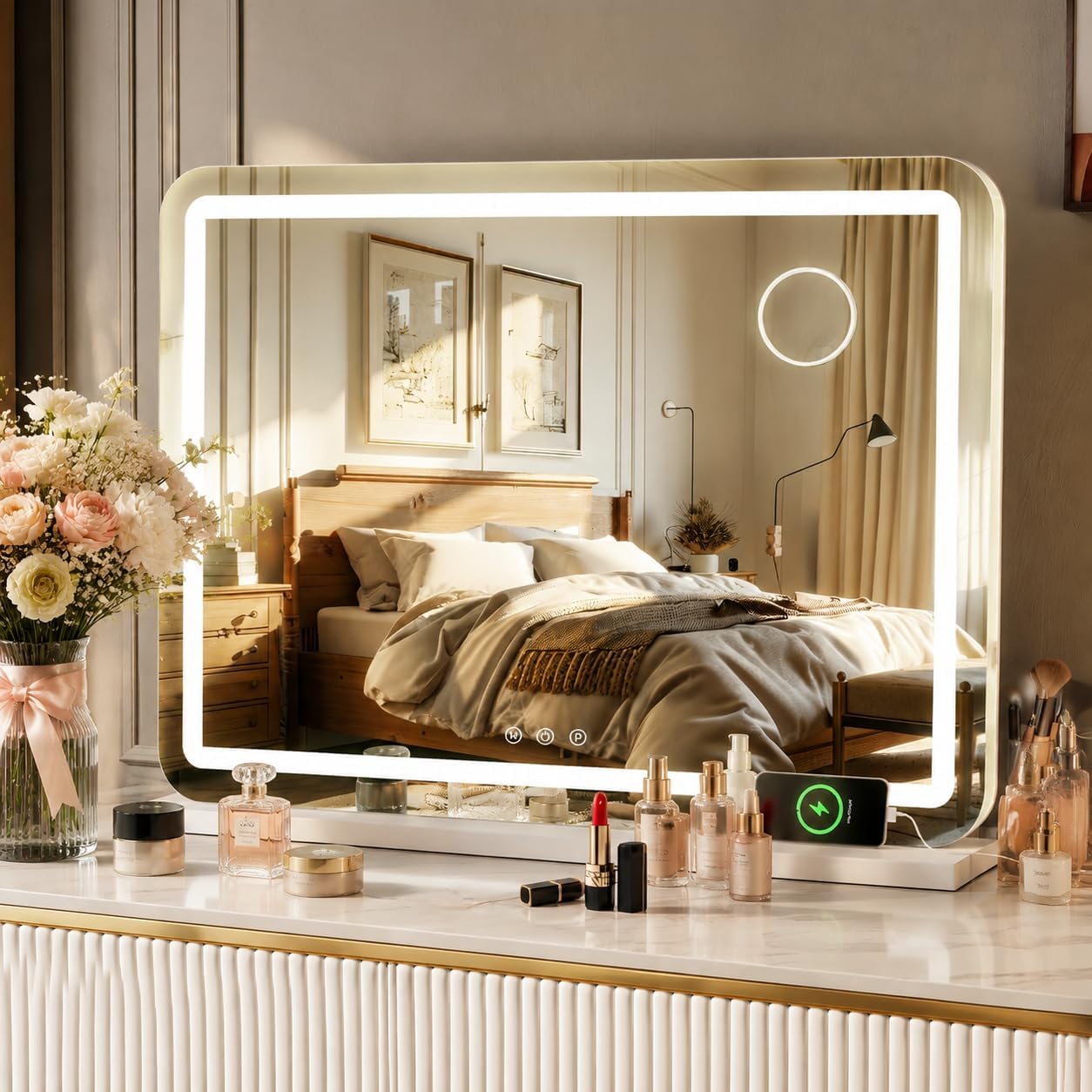 Detalle de MAMIZO DP503 Hollywood-make-upspiegel met 3 lichtstanden en 10x vergroting