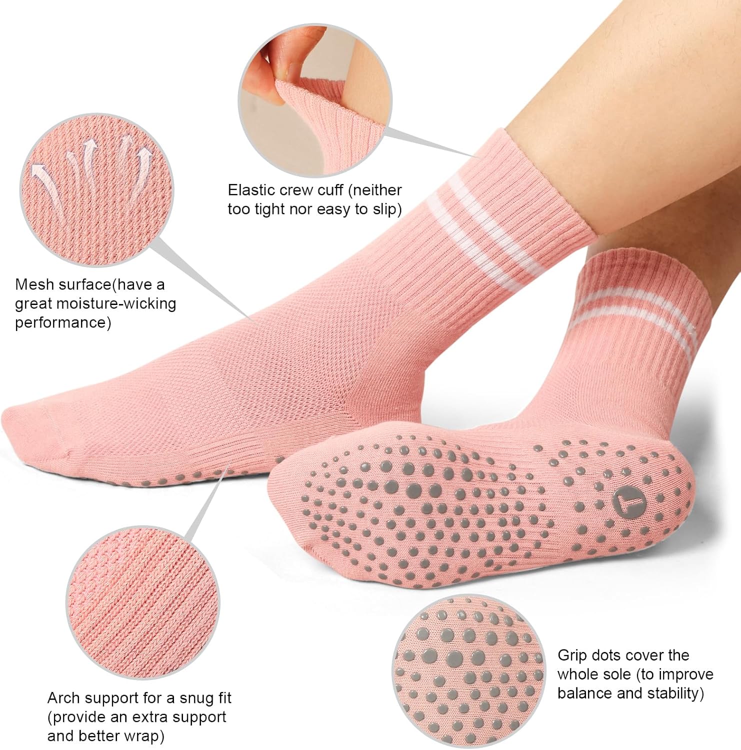 Thumbnail 3 de Non Slip Pilates Socks 4 Pairs