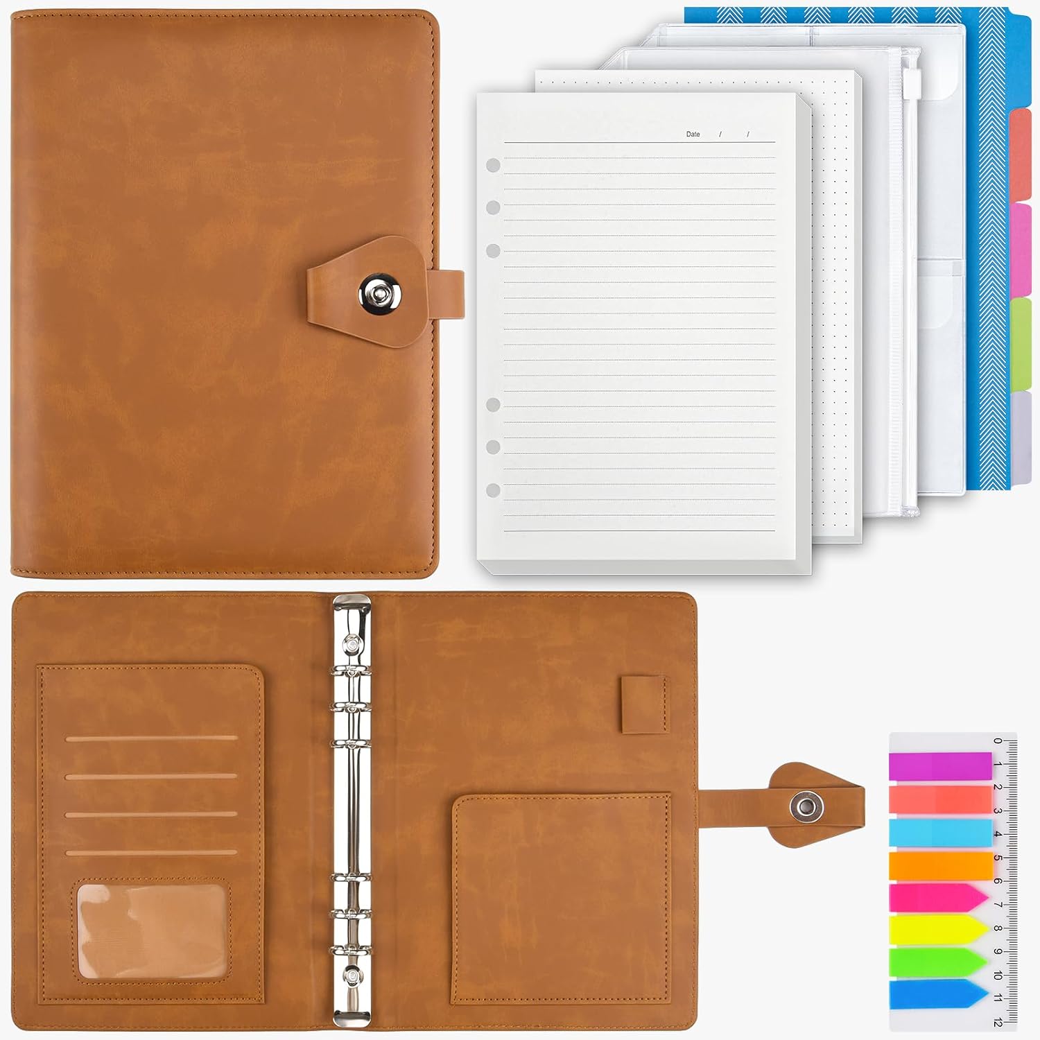 Thumbnail 6 de PU Leather A5 Ring Binder Notebook 200 Sheets