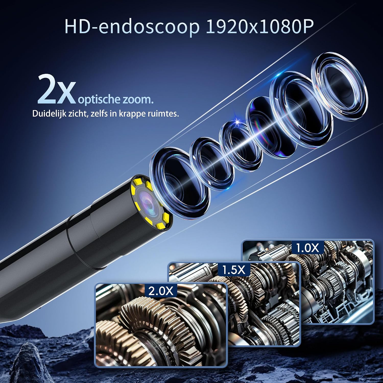 Thumbnail 2 de 10M Endoskopkamera mit Licht – 4,3-Zoll Display, IP67 wasserdicht, 1080P Inspektionskamera mit 10 m Kabel