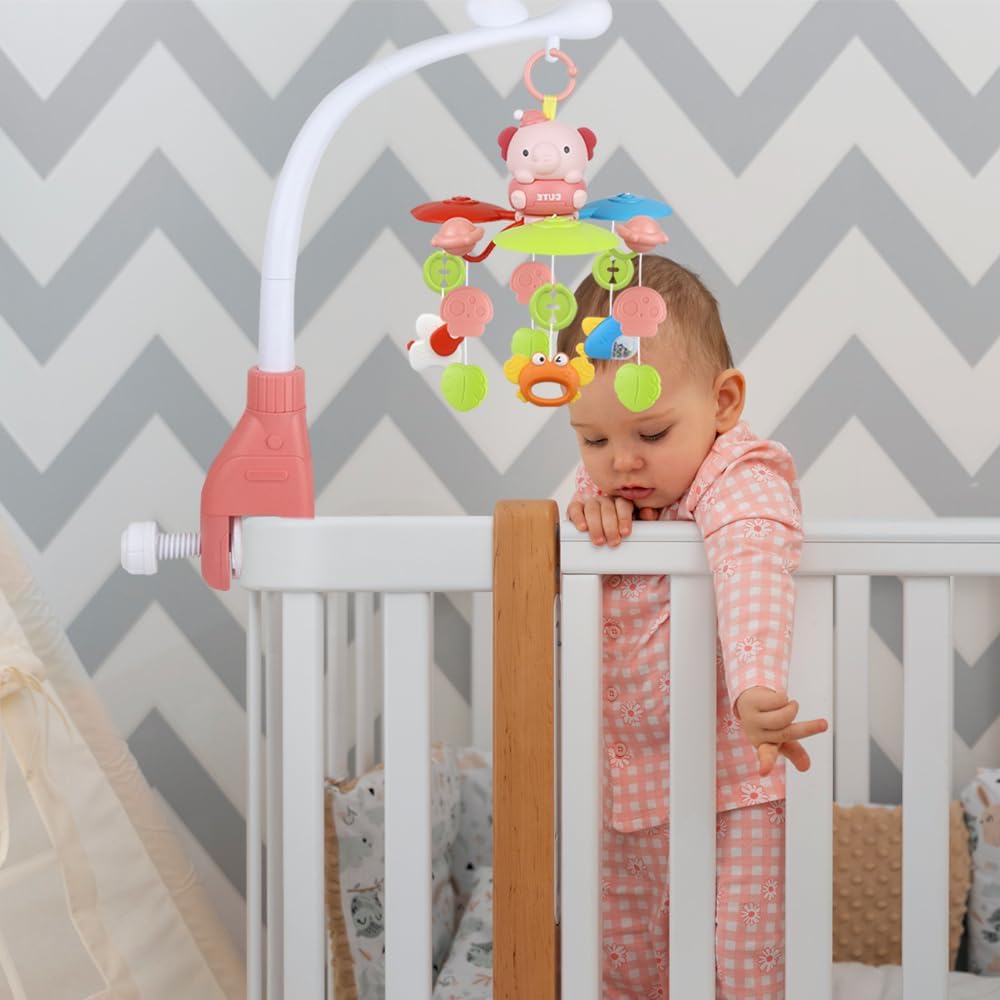 Thumbnail 1 de Baby Cot Mobile Toy with Light, Projector and Bluetooth (Pink-01)