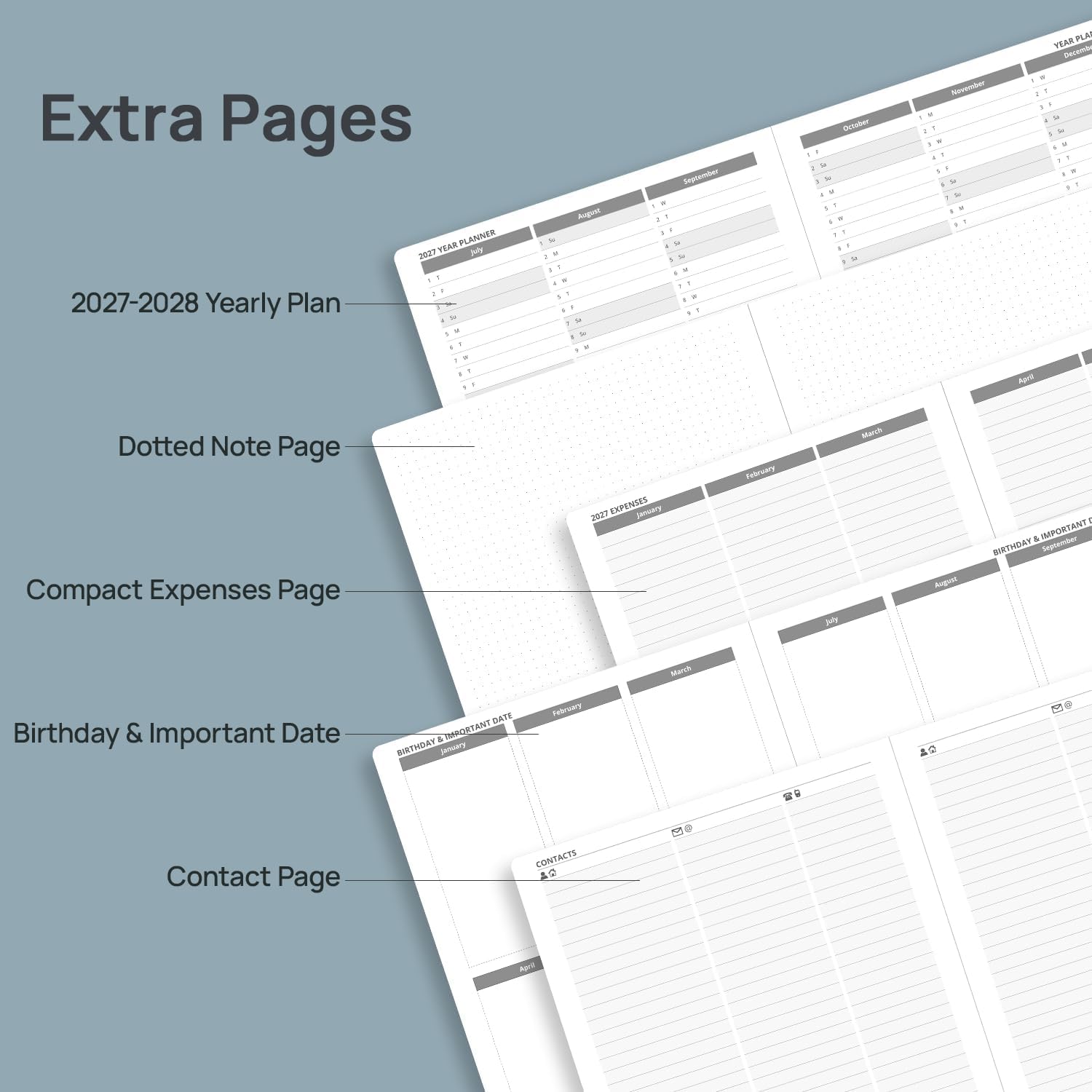 Detalle de POPRUN 2027 Planner, 8.5" x 10.5" Weekly and Monthly Appointment Book