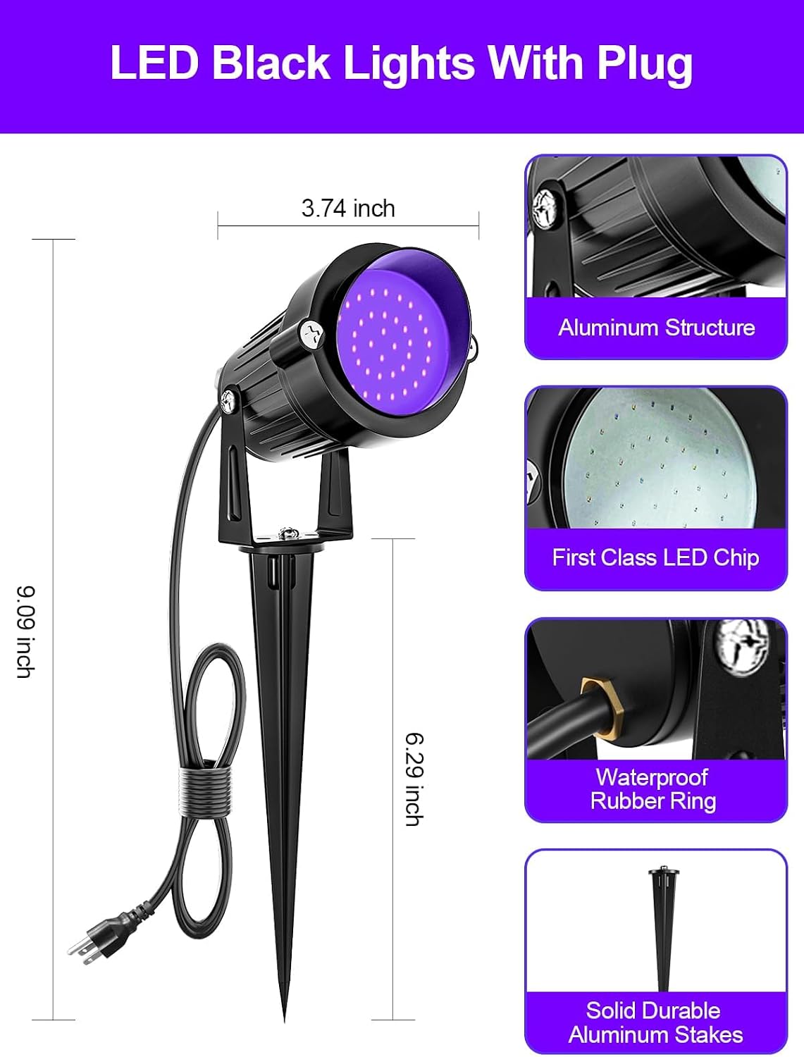 Detalle de ZUCKEO Blacklight Spotlight 15W