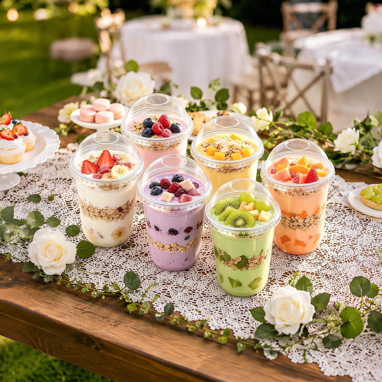 Detalle de DI QIU REN DQR-CA-59-16U-Parfait Cups-50pc, 16 oz Clear Cups with Dome Lids