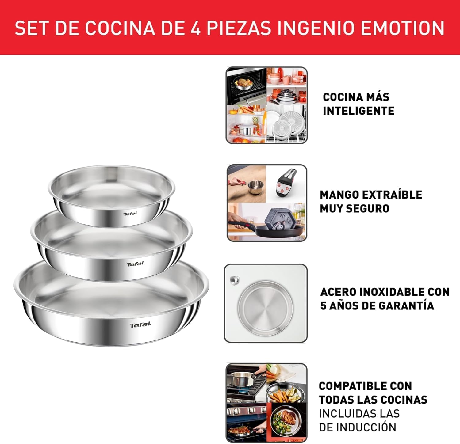 Detalle 2 de Tefal Ingenio Emotion Juego de 3 sartenes 22/24/28 cm