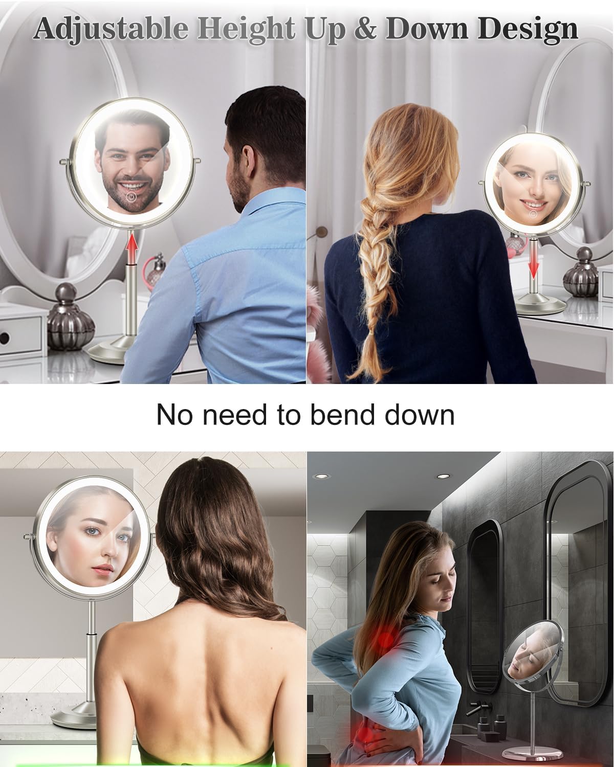 Thumbnail 4 de vpu VPU Makeup Mirror with Lights (1X/30X), 3000mAh Rechargeable LED Magnifying Vanity Mirror