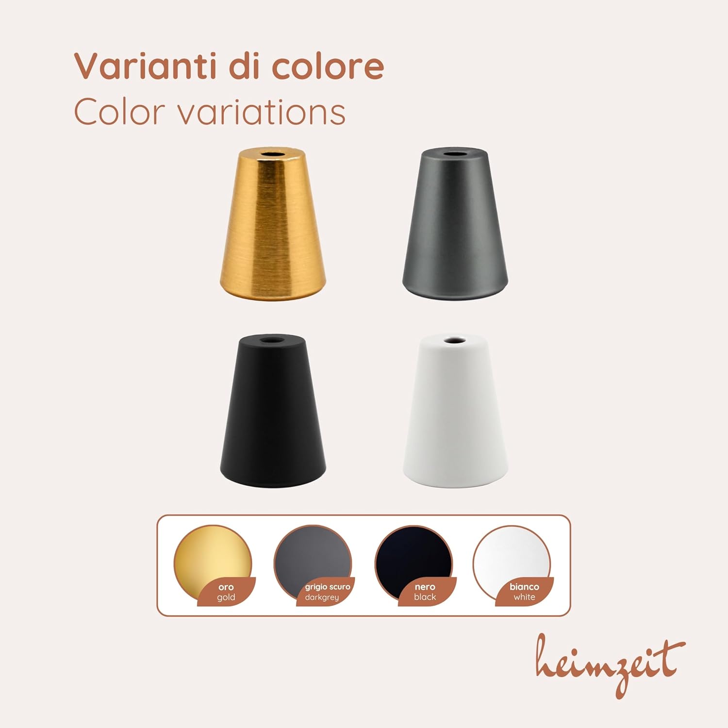 Detalle de heimzeit Pomelli Armadio Cone per Porte, Cassetti e Comodini in Alluminio – 8 Pezzi, Bianco