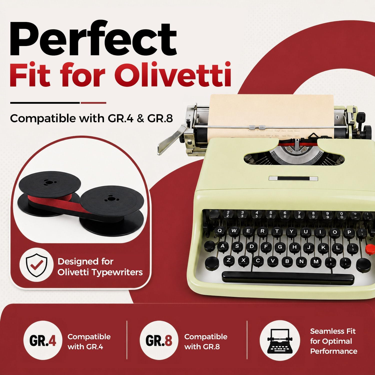 Thumbnail 2 de Printerfield 6 Pcs Replacement Typewriter Ink Spool Ribbon for Olivetti GR 4/GR 8 – Black & Red