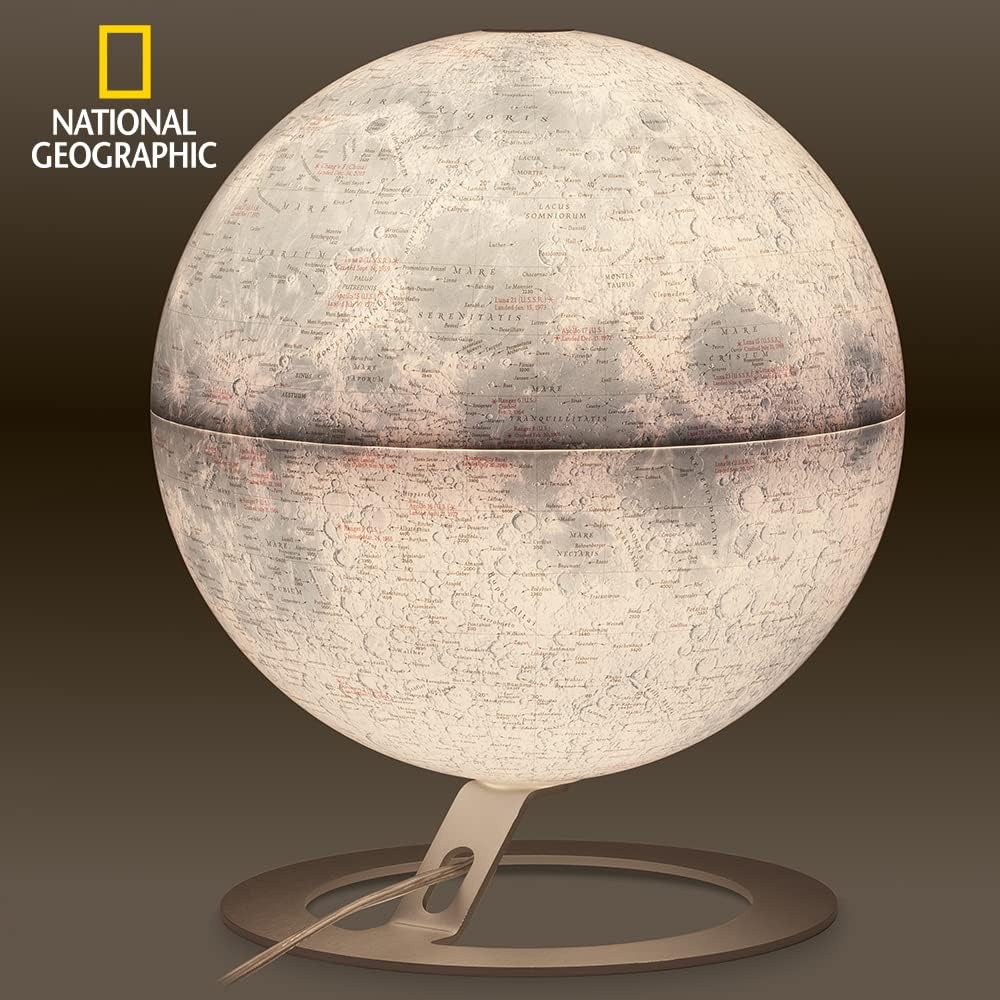 Thumbnail 1 de Tecnodidattica Mappamondo National Geographic Luna – Mappa Lunare Luminoso, Girevole e con Base in Alluminio