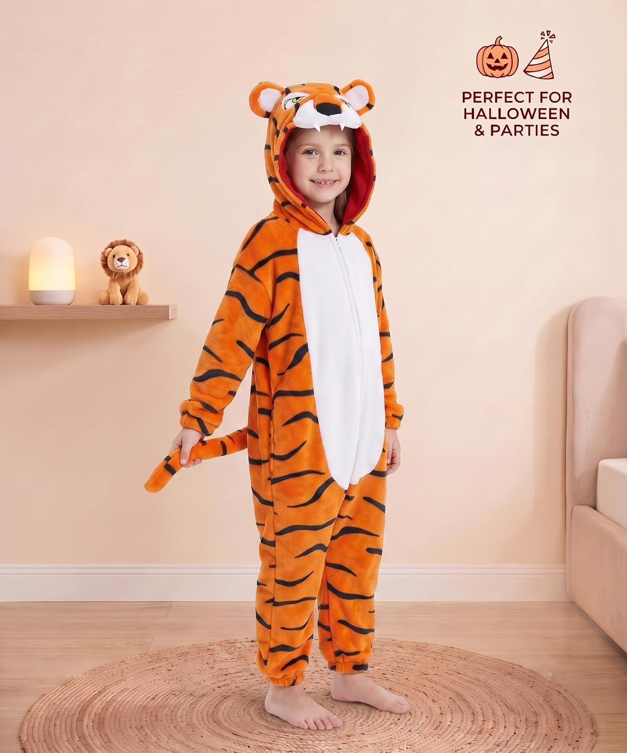 Detalle 2 de LONULAIN Unisex Kids Animal Onesie Pajamas, Flannel Hooded Costume