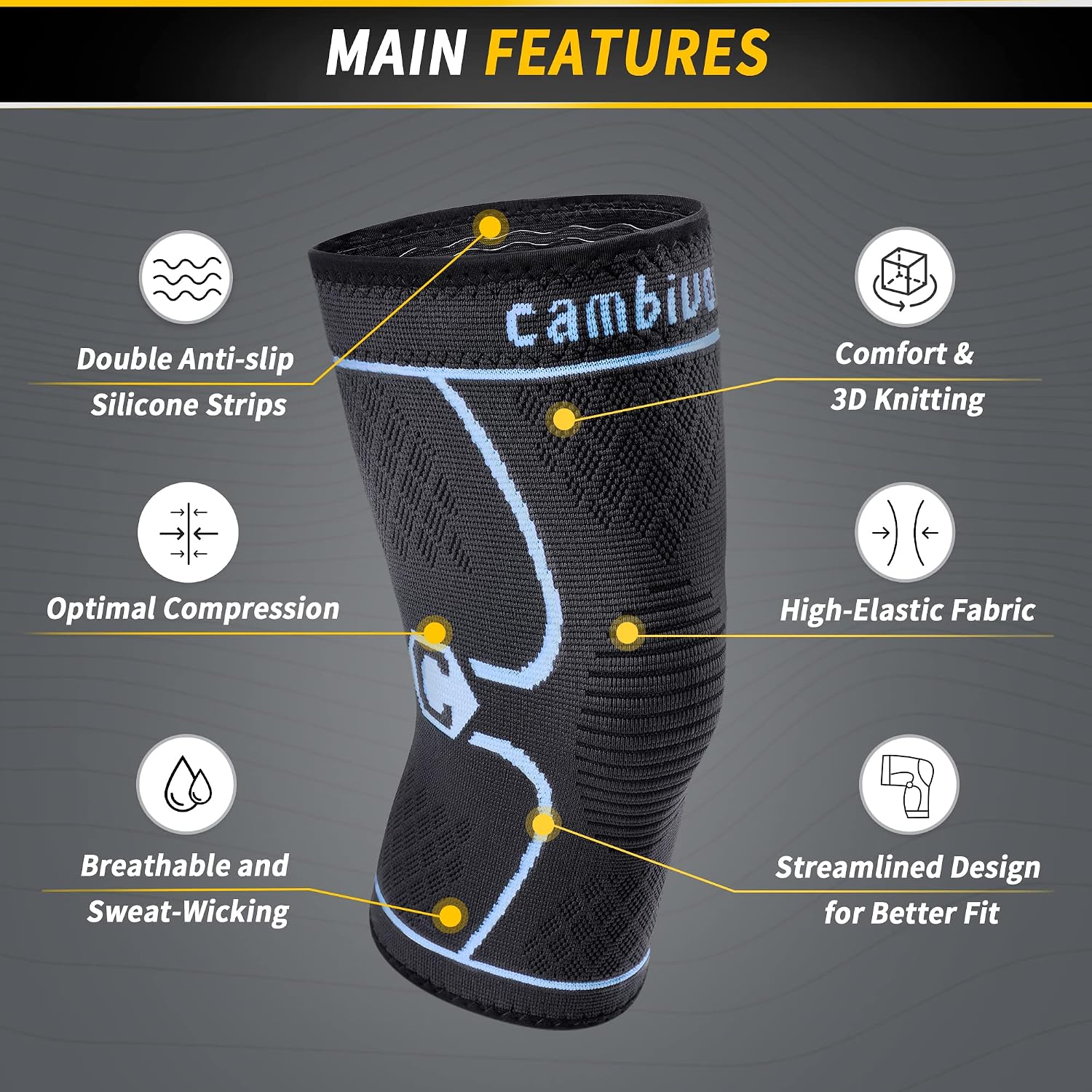 Detalle de CAMBIVO Genouillères de compression 2 pièces