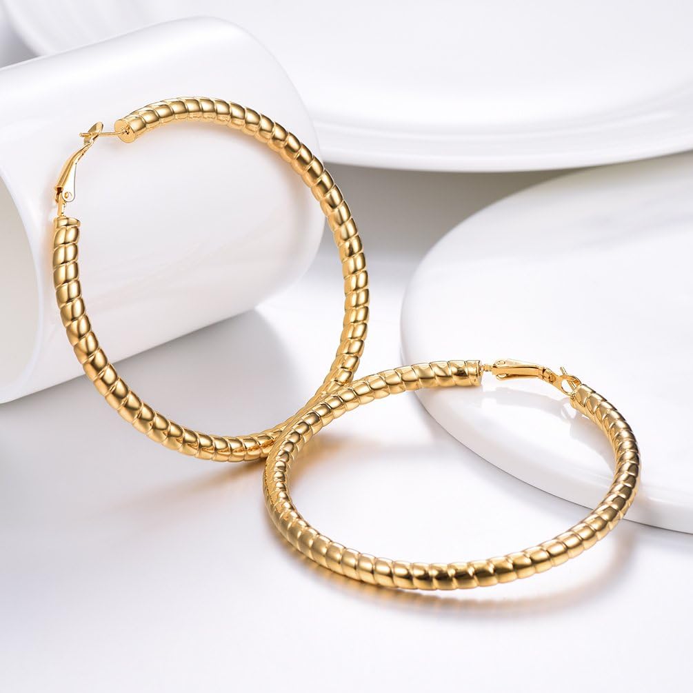 Thumbnail 4 de PROSTEEL orecchini a cerchio donna in acciaio 316L placcato oro 18K (Argento/Oro nero) con confezione regalo