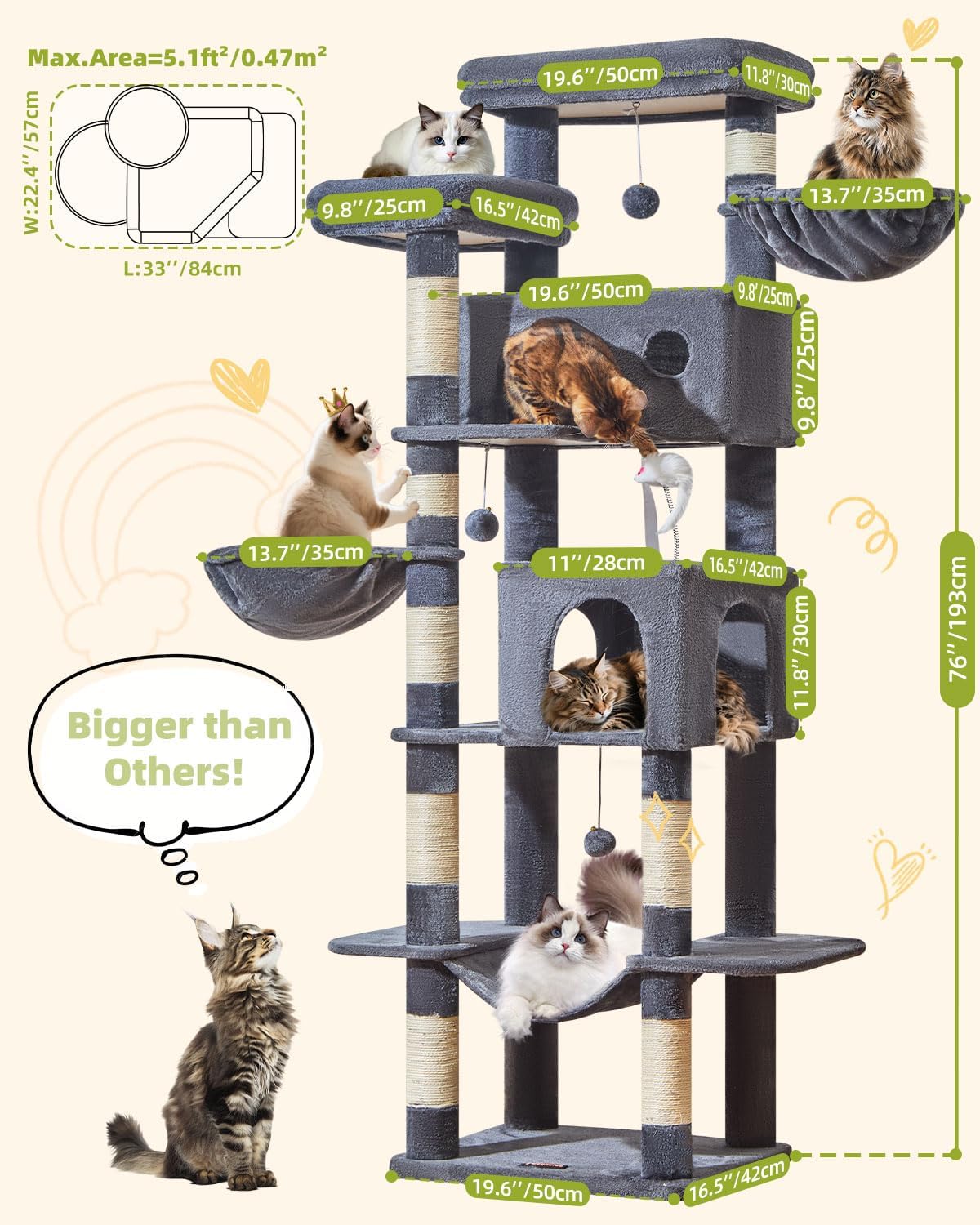 Detalle de Taoqimiao Cat Tree 193cm for big cats