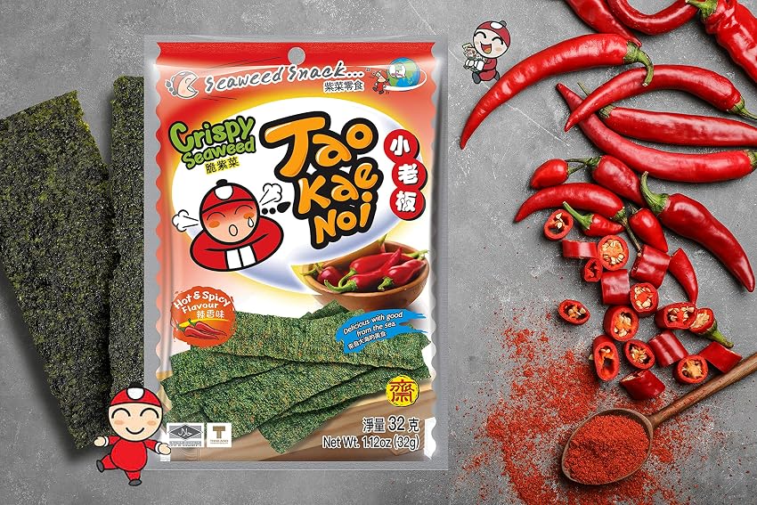 Detalle 2 de Tao Kae Noi snack d'algues épicé 32 g 🍄